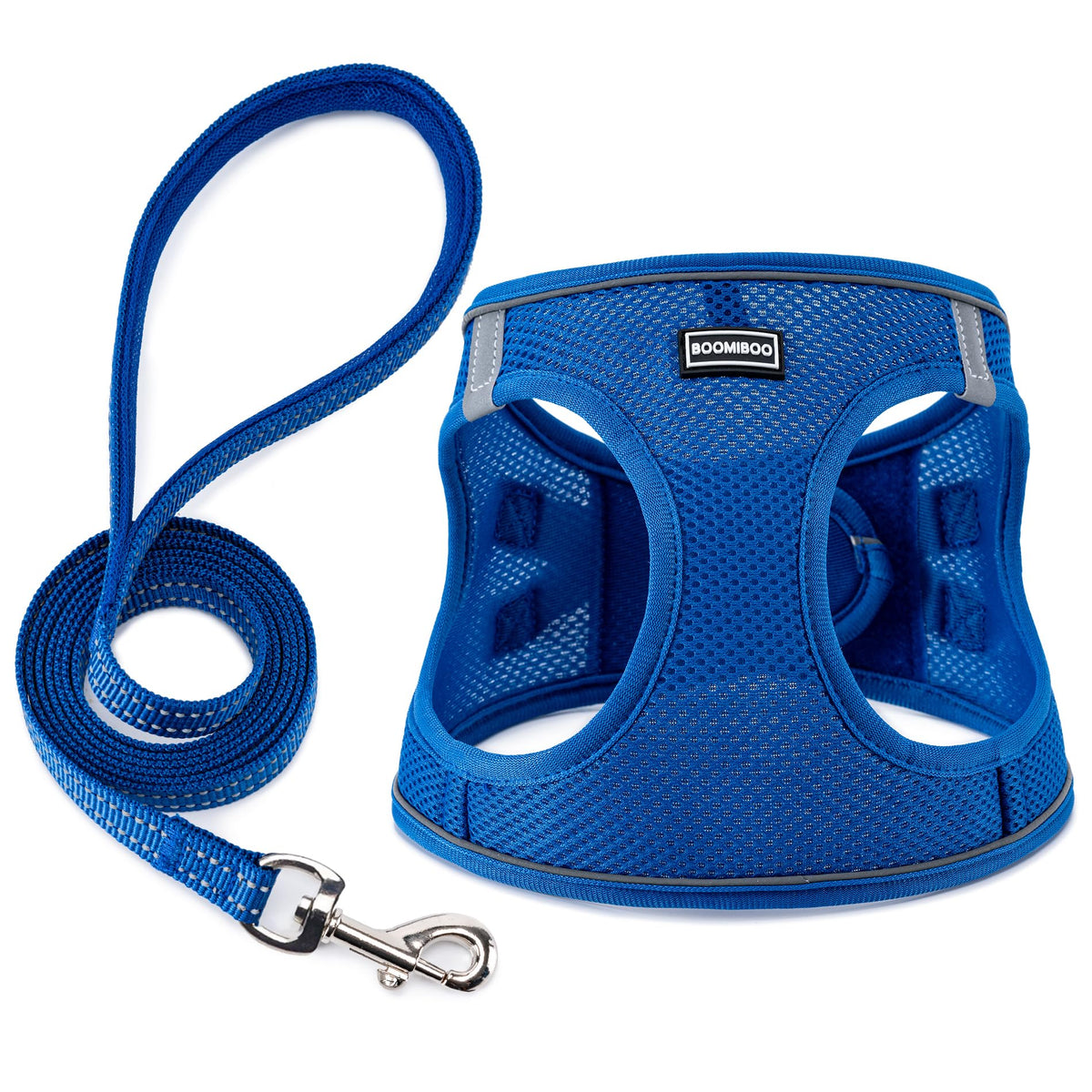 Dog Harness with Leash Set, Step-in Adjustable Puppy Pet Vest,Blue Stripe S
