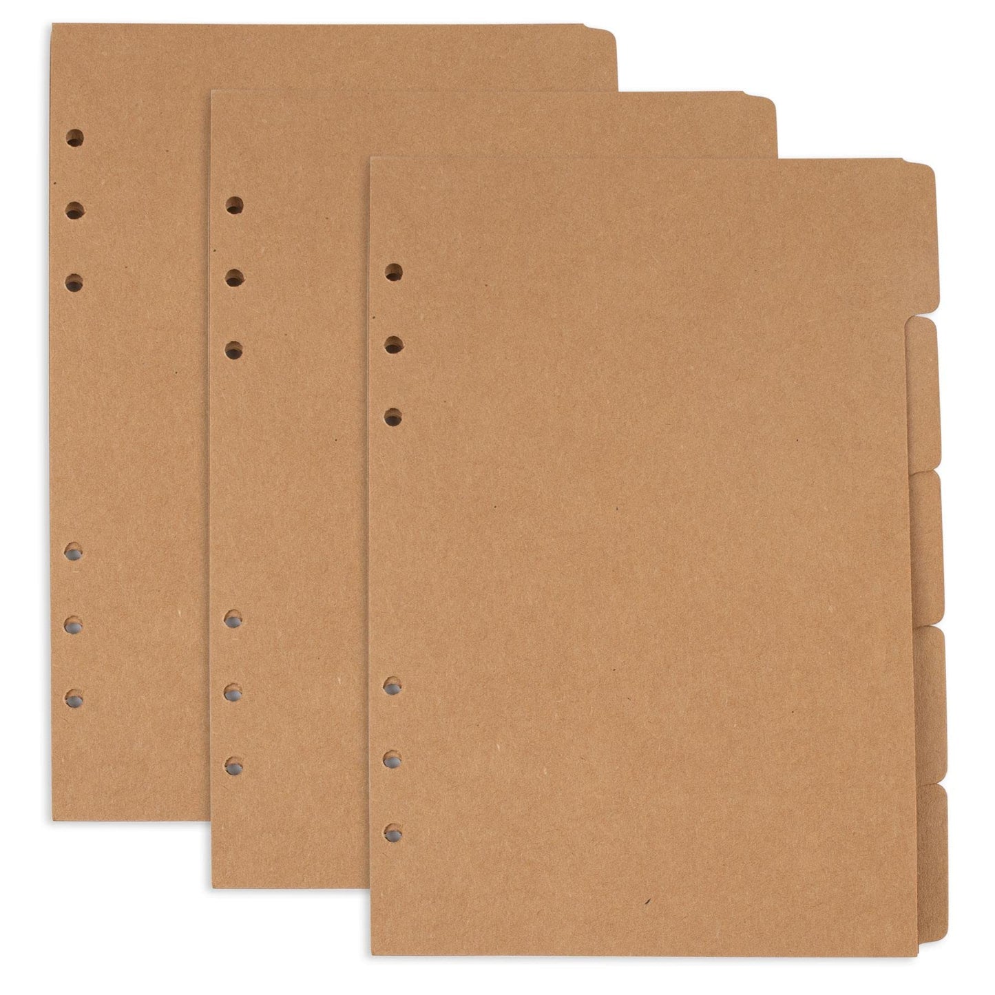 AUEAR, 3 Sets A5 Kraft Paper Divider 6 Holes Ring Index Page Tab Cards for Travel Diary Binder Notebooks Journal Plan