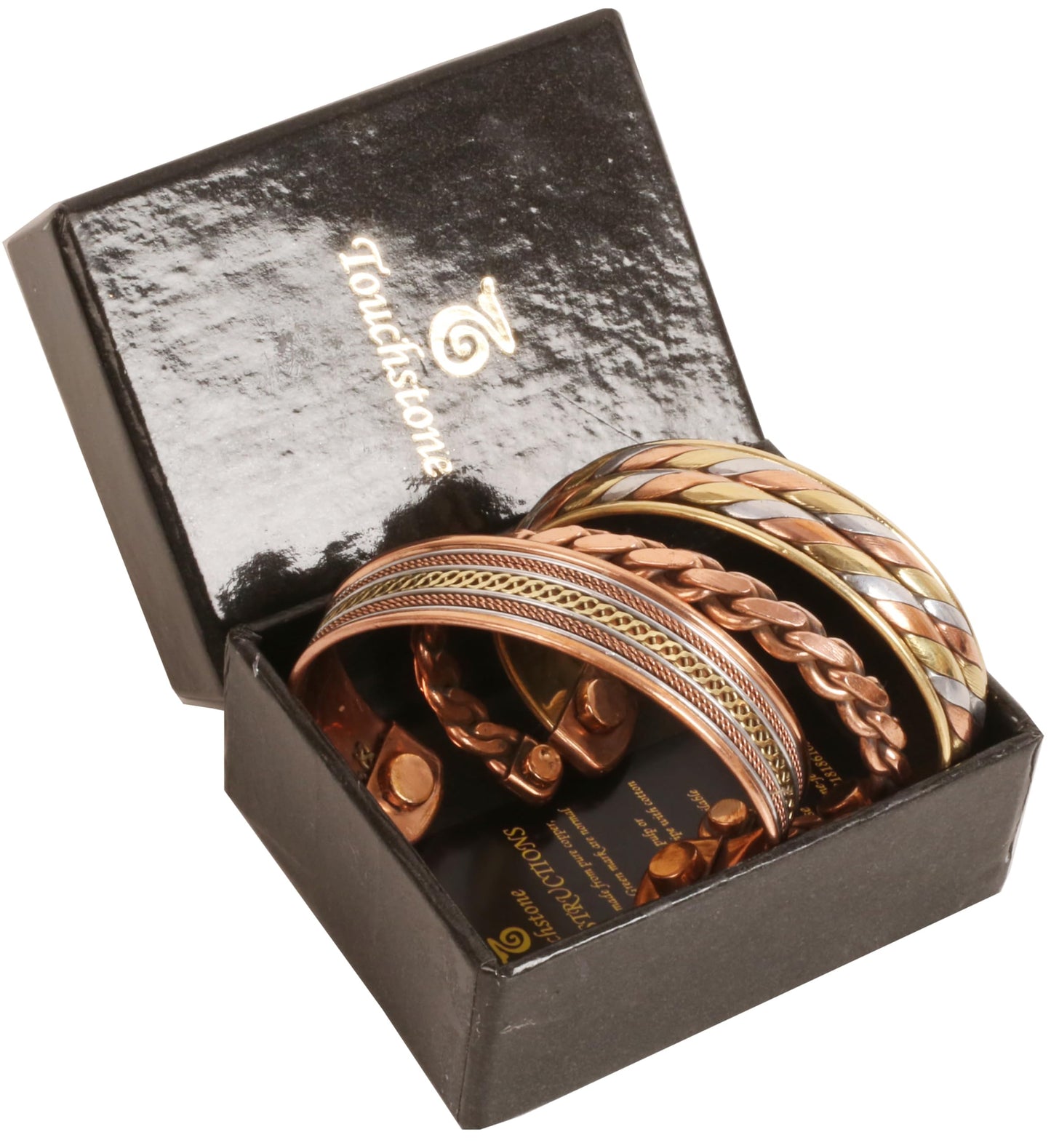 Touchstone copper bracelets | gift for men women |adjustable 100% pure solid real magnetic jewelry | handmade bracelet set combo | rope braided tibetan bangles. Set of 3 different designs