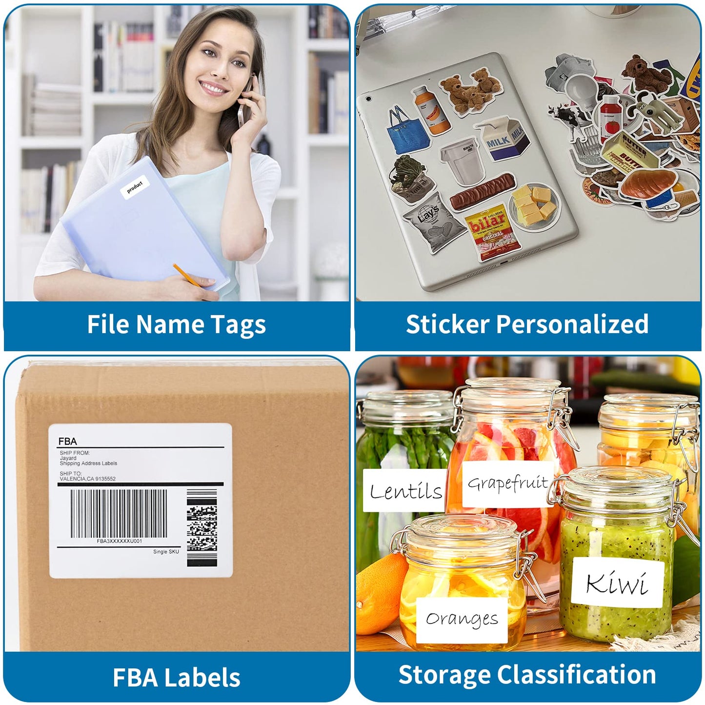 [100 Sheets 600 Labels] Shipping Labels 3 1/3"x4" Printable White 6 up Labels for Laser/Inkjet Printers, Mailing FBA Address Label Sticker Paper - Permanent Adhesive Label Blank