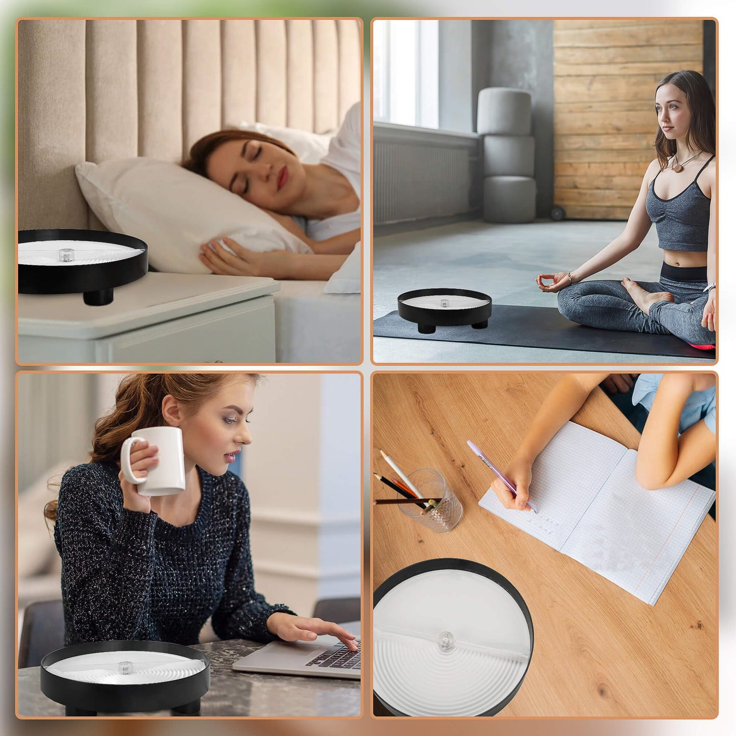 NAMAII 11.5" Automatic Garden Zen Self Rotating Sandscrape Tray, Mindfulness Meditation Stress Relied Therapy Sand Tray for Home Office Desk Decor