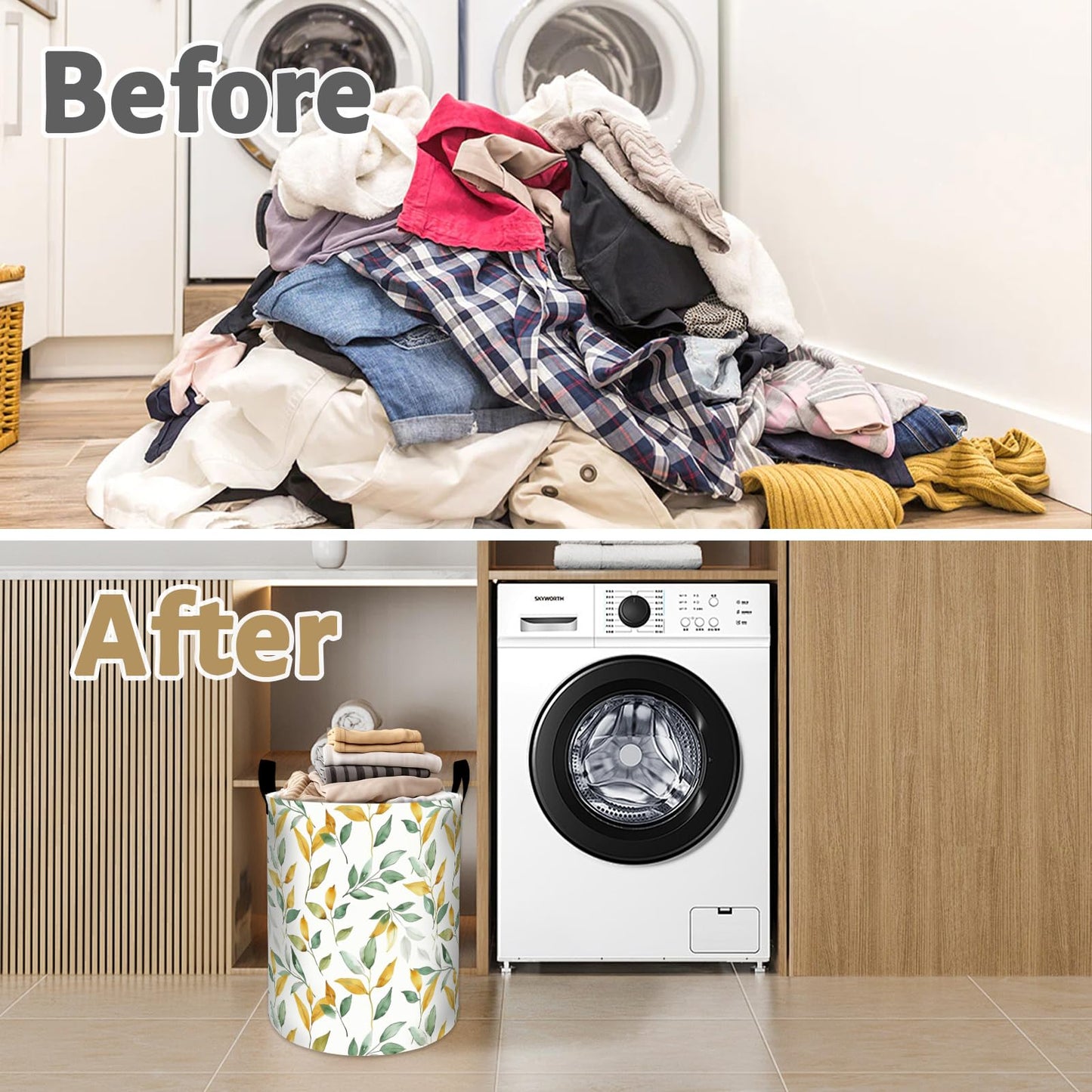 Cute Gentle Otter Dreamy Scene Laundry Basket, Dorm Nursery Foldable Laundry Hamper Organizer for Bathroom Decor, Toy Clothes Storage Box for Bedroom 19.7x15.7 Inch