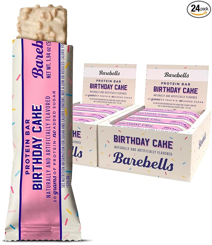 Barebells Protein Bars Birthday Cake - 12 Count, Pack of 2 - Protein Snacks with 20g of High Protein - Chocolate Protein Bar with 1g of Total Sugars - On The Go Protein Snack & Breakfast Bars…