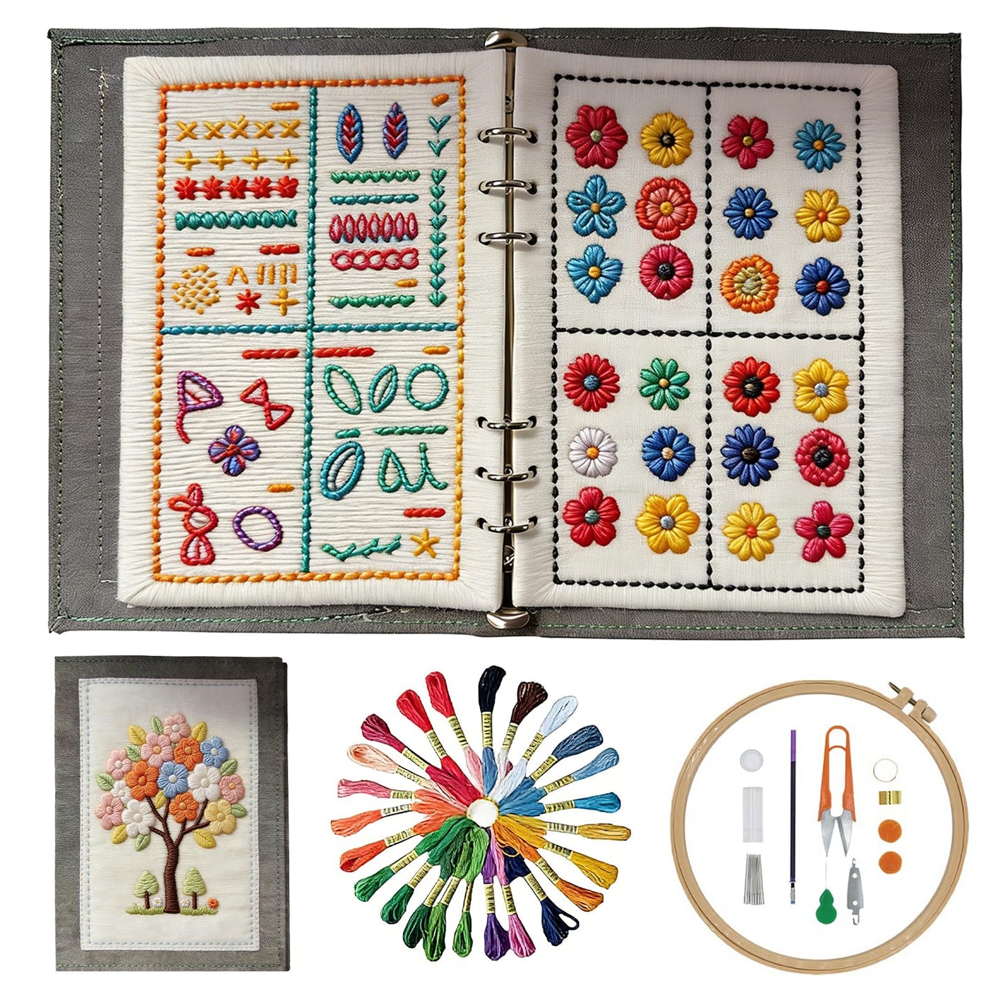 2026 New Embroidery Book Kit Embroidery Book Including a Complete Toolkit and Instructional Tutorial Embroidery Kit for Beginners and DIY Craft Lovers (1 Piece Set)
