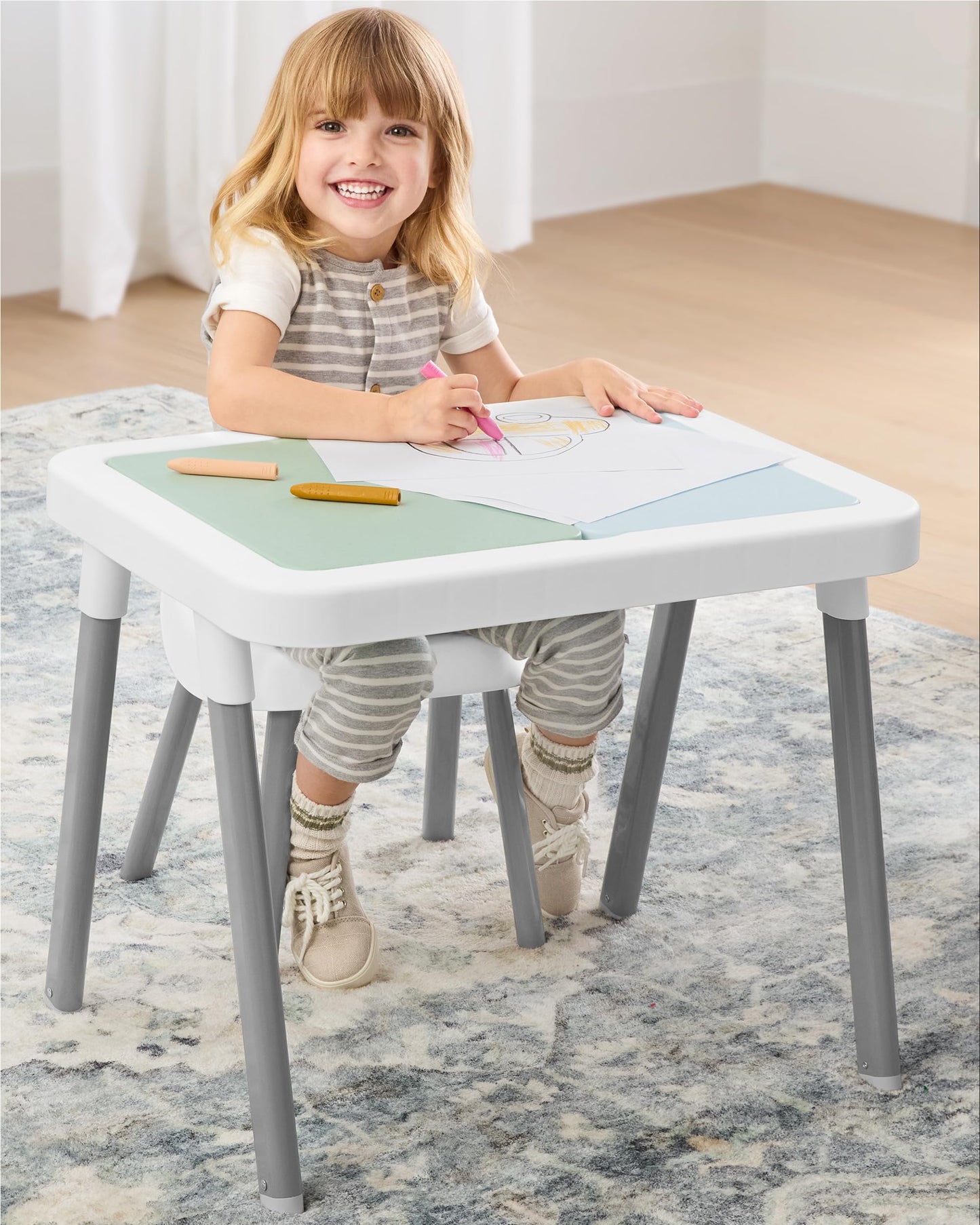 Skip Hop Discoverosity 3-in-1 Toddler Sensory Table with 13 Nature-Inspired Sensory Tools 8-Page Activity Guide 2 Bins and 2 Convertible lids, Age 18m+