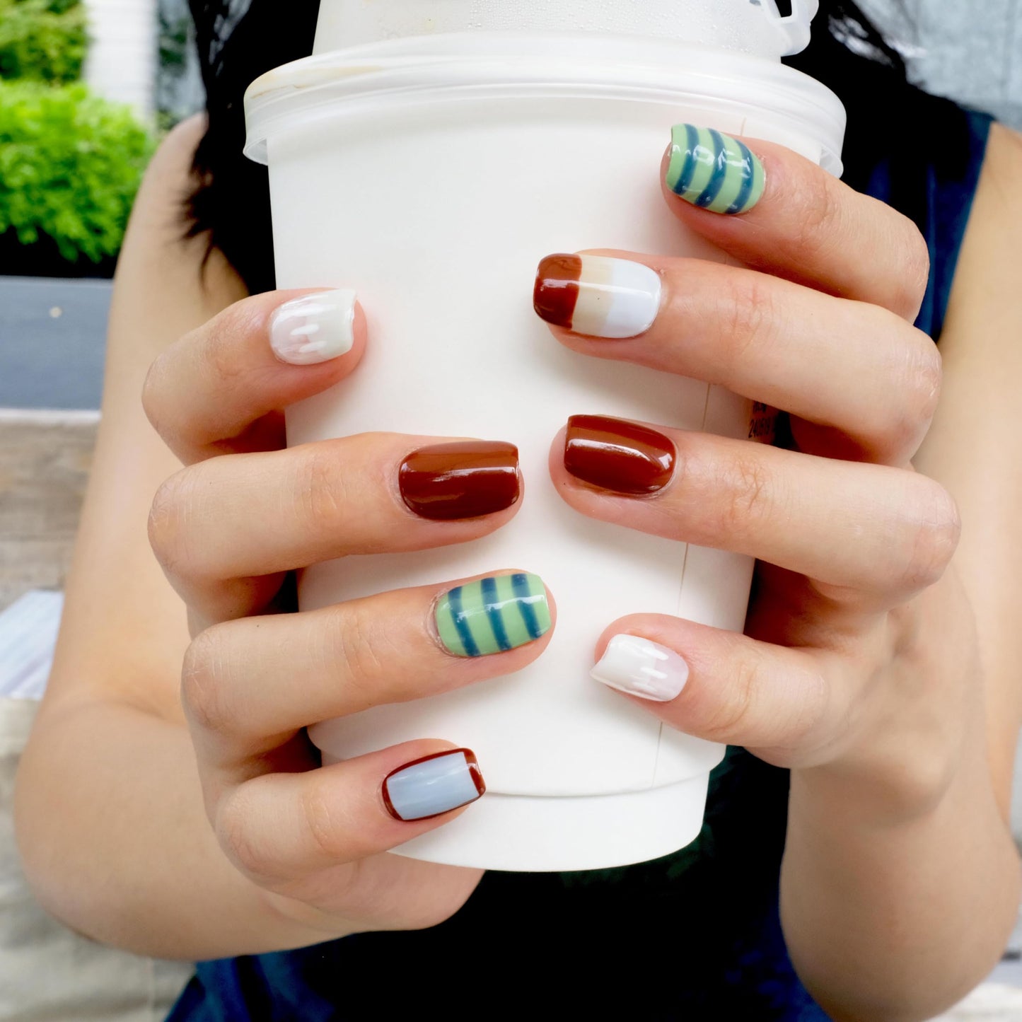 [GLORS] Purely Handmade Press On Nails | Kawaii Fake False Nail Set | Salon Quality Colorful & Cute Summer Designs in Short Square Shape, 10 pieces (XS, SS)