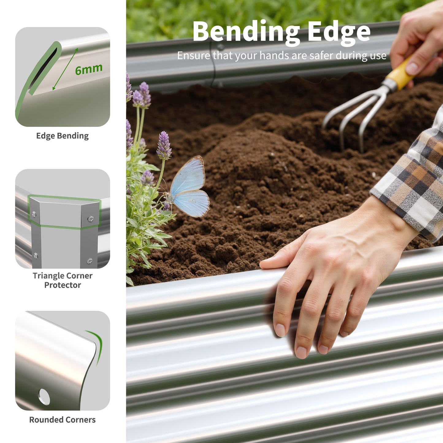 Anmiro Galvanized Raised Garden Bed,Outdoor Planter Box Metal Patio Kit Planting Bed for Vegetables Flowers Herb (Galvanized, 4x2x1ft-2p)