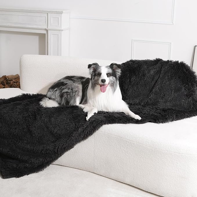 gogobunny Waterproof Dog Blanket for Couch & Furniture Protection - Super Soft Reversible Throw for Large Dogs & Cats, Calming Washable Fur & Sherpa Pet Blanket (25x35 Inch, Stone)