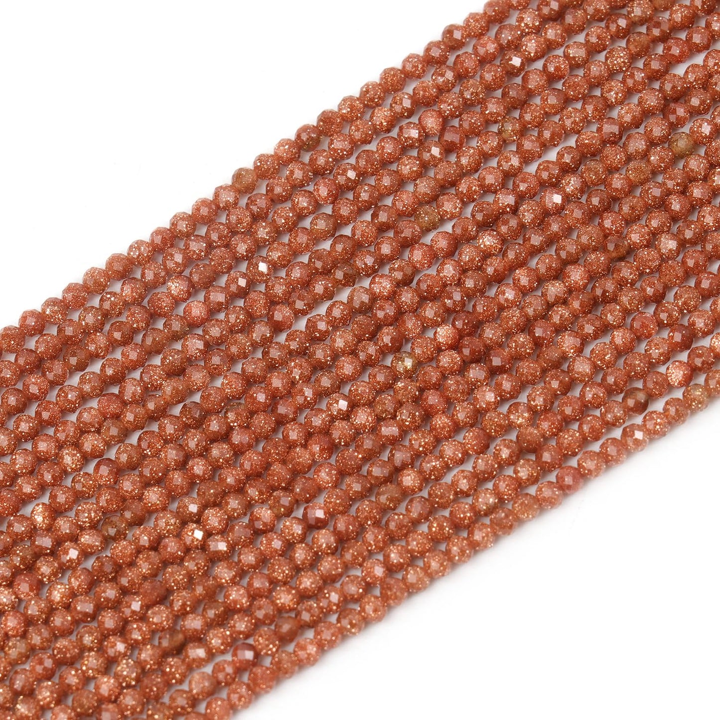 Song Xi 120pcs 3mm Natural Golden Sandstone Gemstone Beads Faceted Round Loose Stone Beads for Jewelry Making