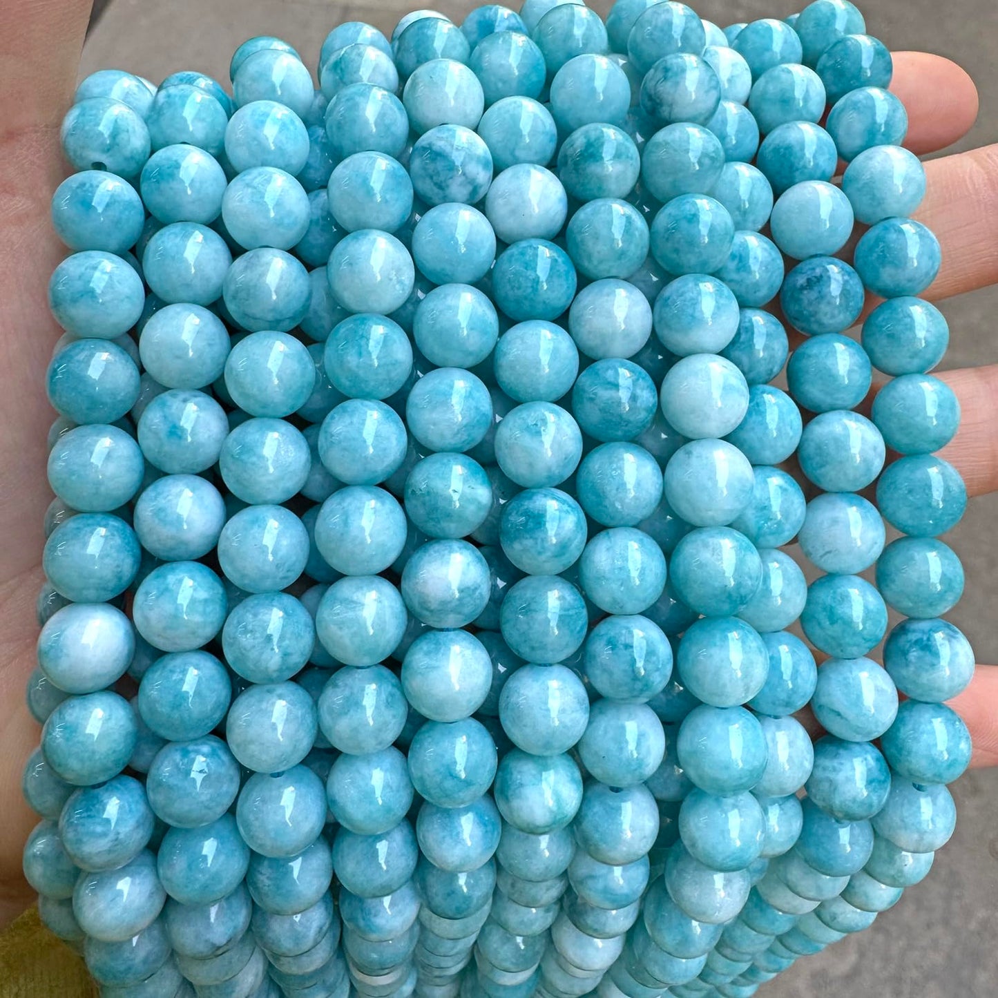 45pcs 8mm Natural Stone Beads Larimar Blue Stone Round Loose Beads for Jewelry Making DIY Bracelets Necklace