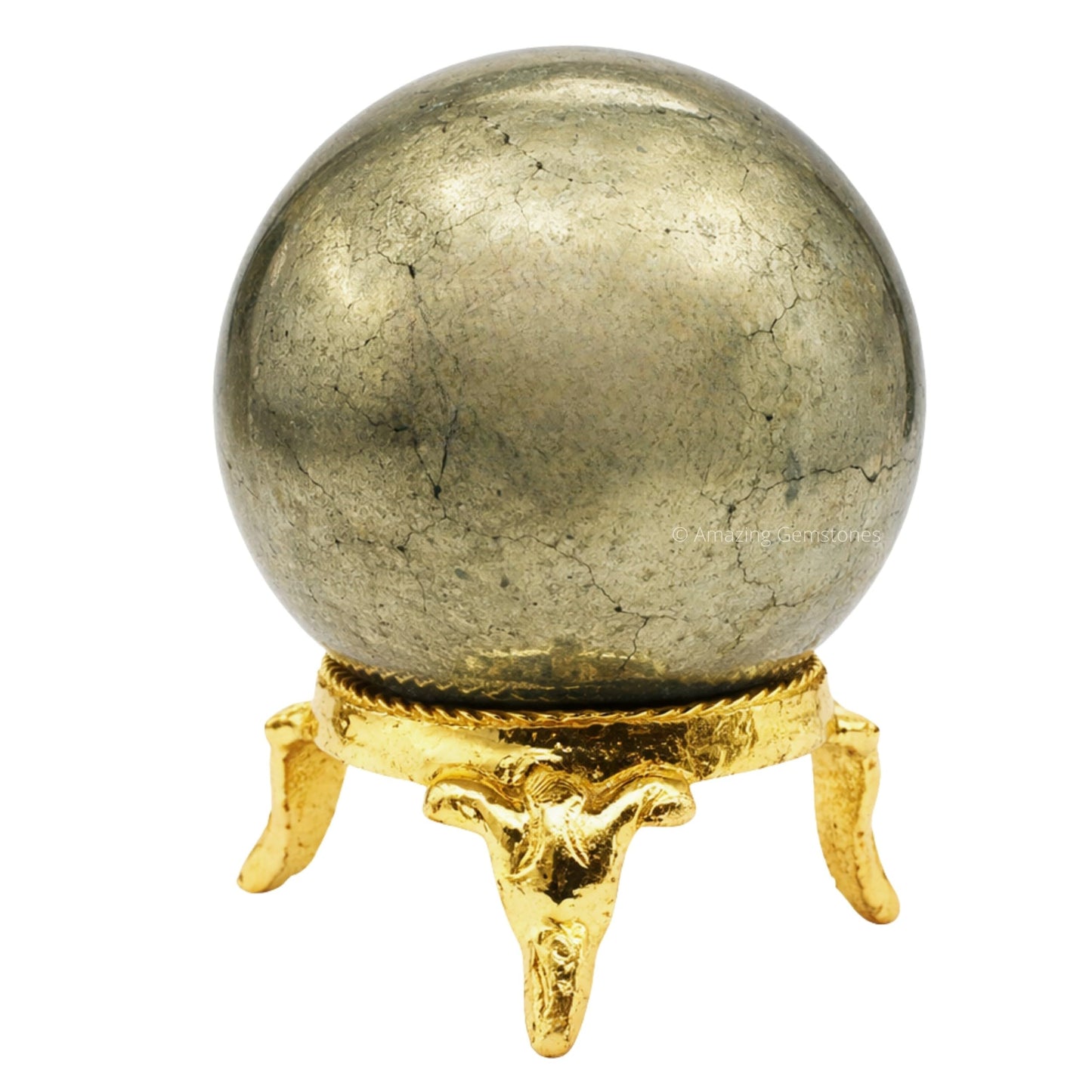 Amazing Gemstone Pyrite Crystal Ball with Stand - 2 Inches Crystal Sphere Meditation Balls for Witchcraft and Decorative Balls