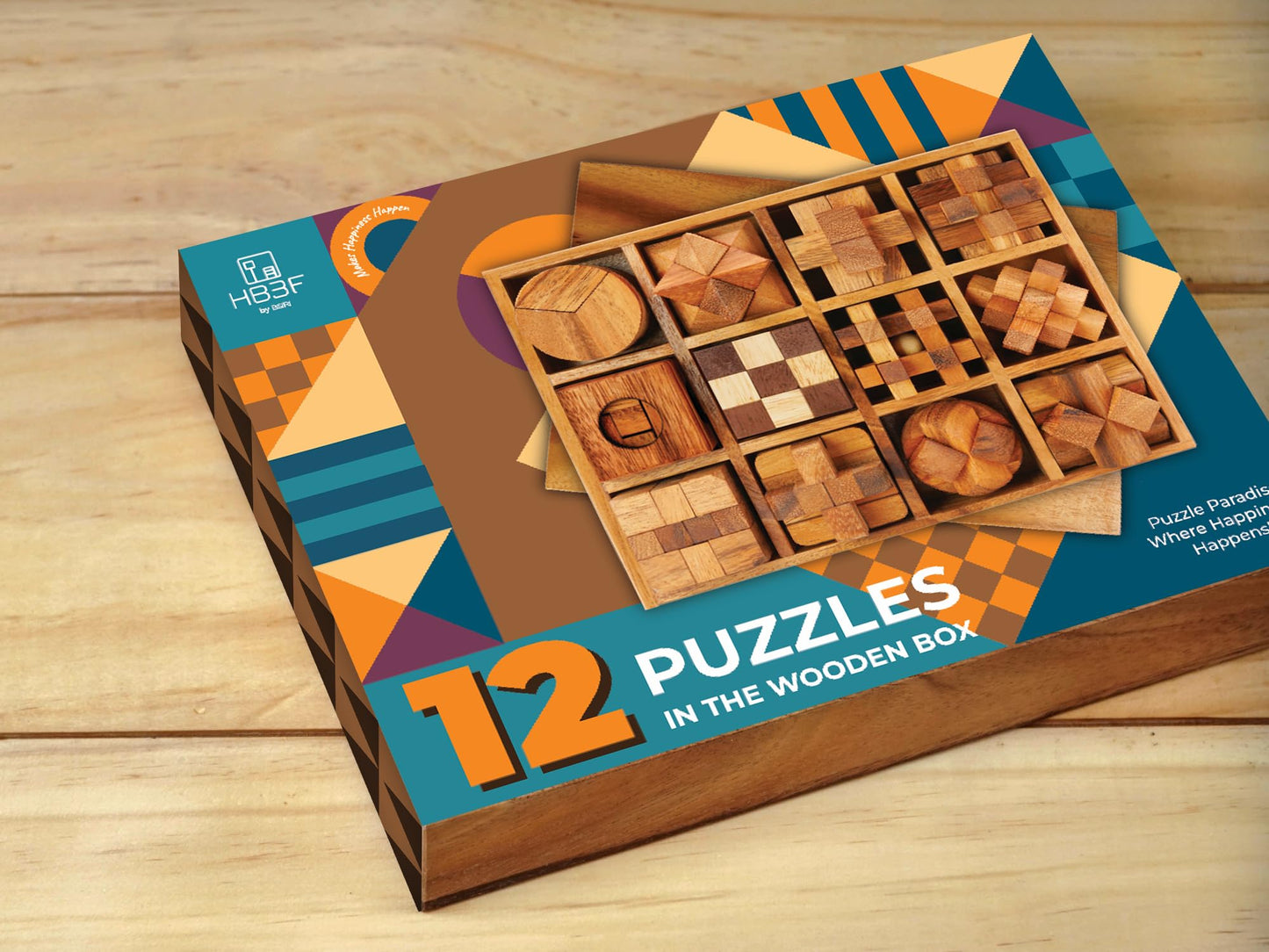 BSIRI Wooden Puzzle Box Set (12 Games) - Challenging Brain Teasers and 3D Puzzles for Adults, Interlocking Games Ideal for Patio Decor and Unique Gift for Chistmas
