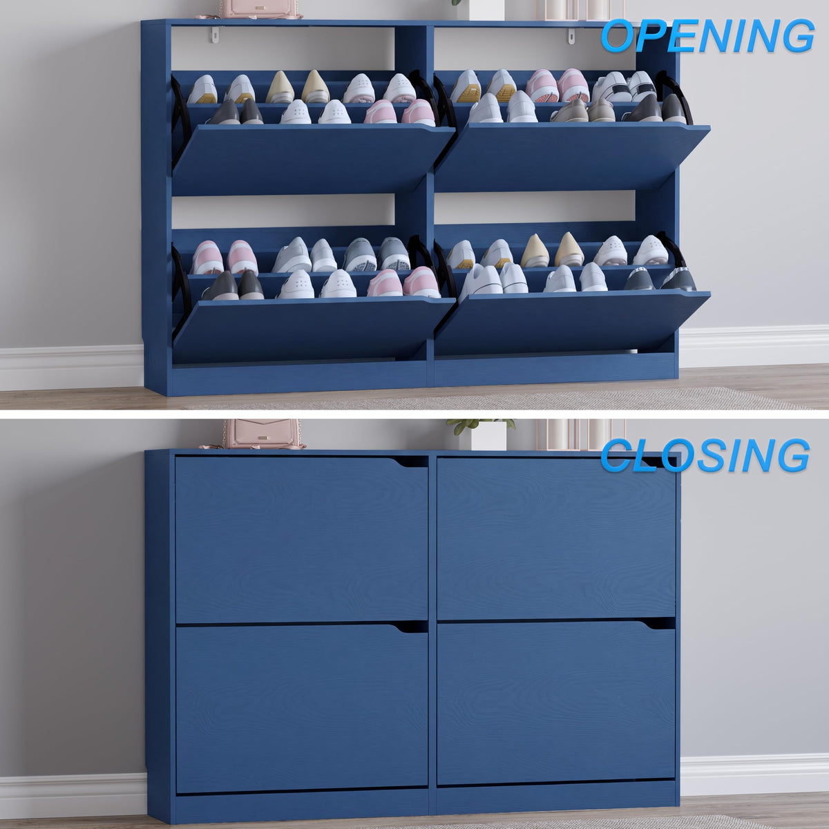 Shoe Cabinet with 4 Flip Drawers