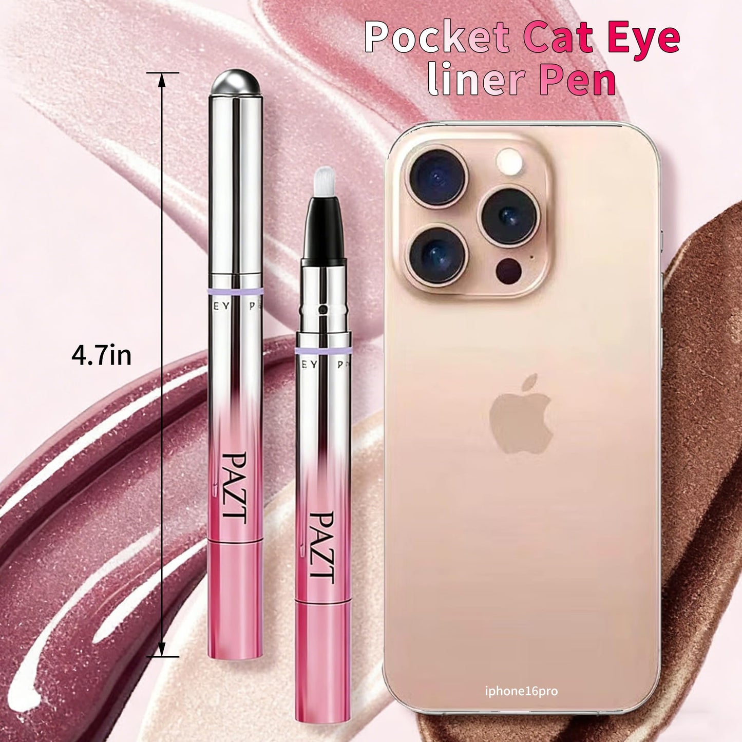 CHANLETREE 3 in 1 Multi-Use Cat Eye Nail Polish Pen with Built-in Cat Eye Magnet, LED UV Pen Light + Mini Sponge + Cleansing Pads, DIY at home Manicure Tool (brown)