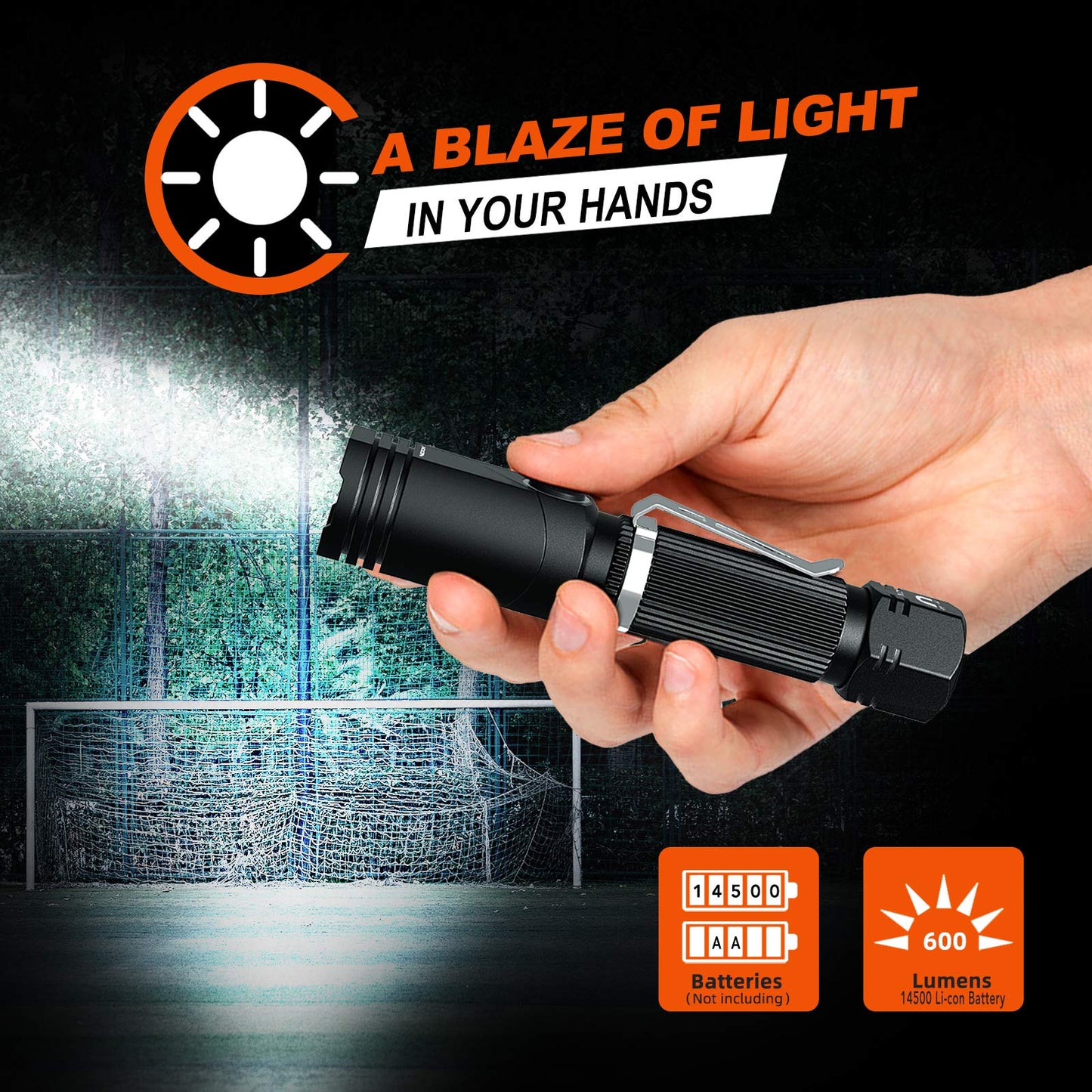 NICRON Flashlight, N7 600 Lumens Tactical Flashlight, 90 Degree Ip65 Waterproof Led Mini Flashlight 4 Modes- Best High Lumens are for Camping, Outdoor, Hiking （Not Including Batteries） Gift