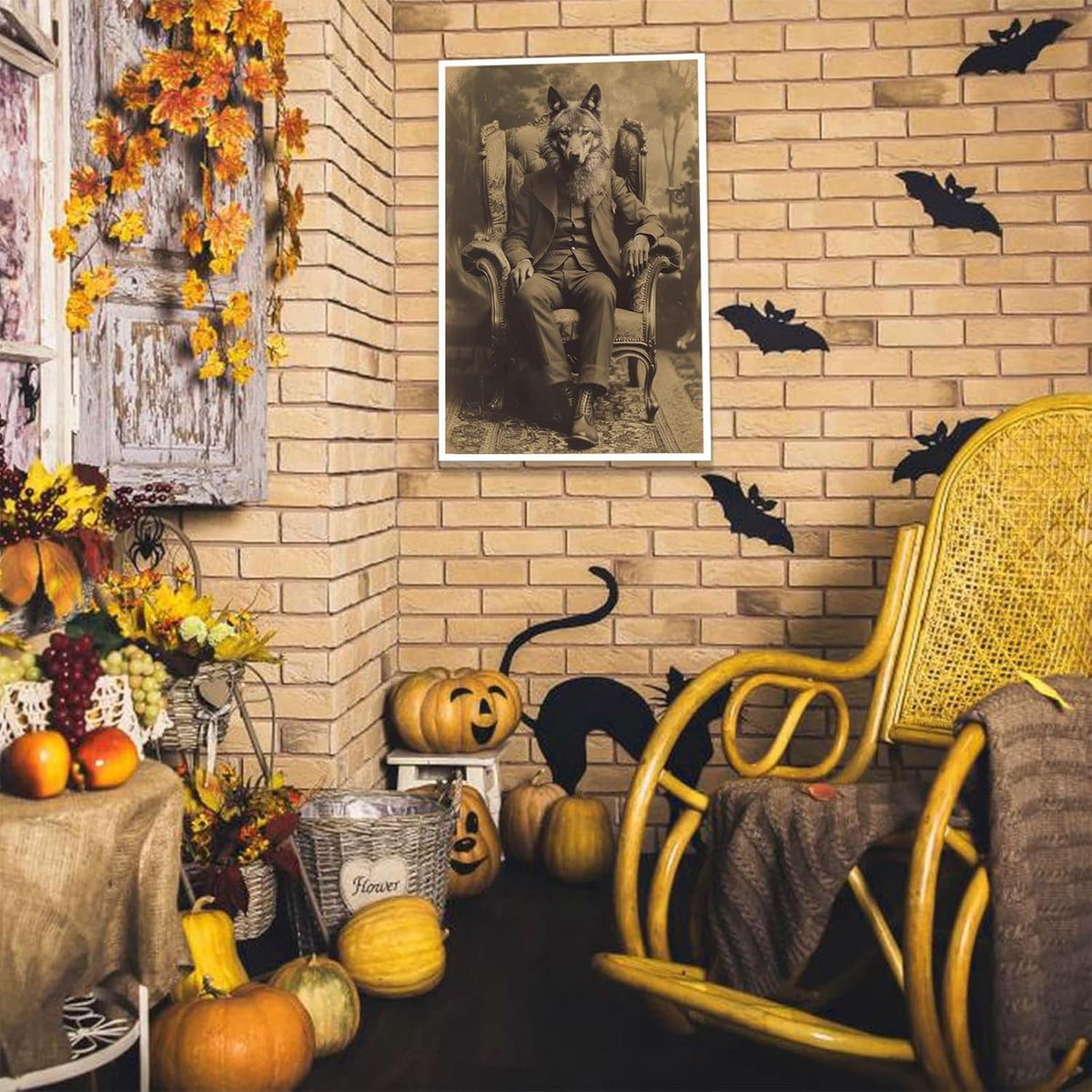 Werewolf Vintage Shoot Art Poster Print Canvas Wall Art Ideal for Dark Academia Gothic Occult Decor Living Room Bedroom Office Posters Decorations Creepy Picture 24X36inch Unframed