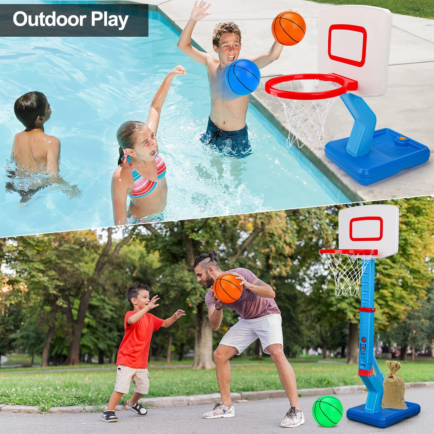 Hover Soccer Ball & Toddler Basketball Hoop