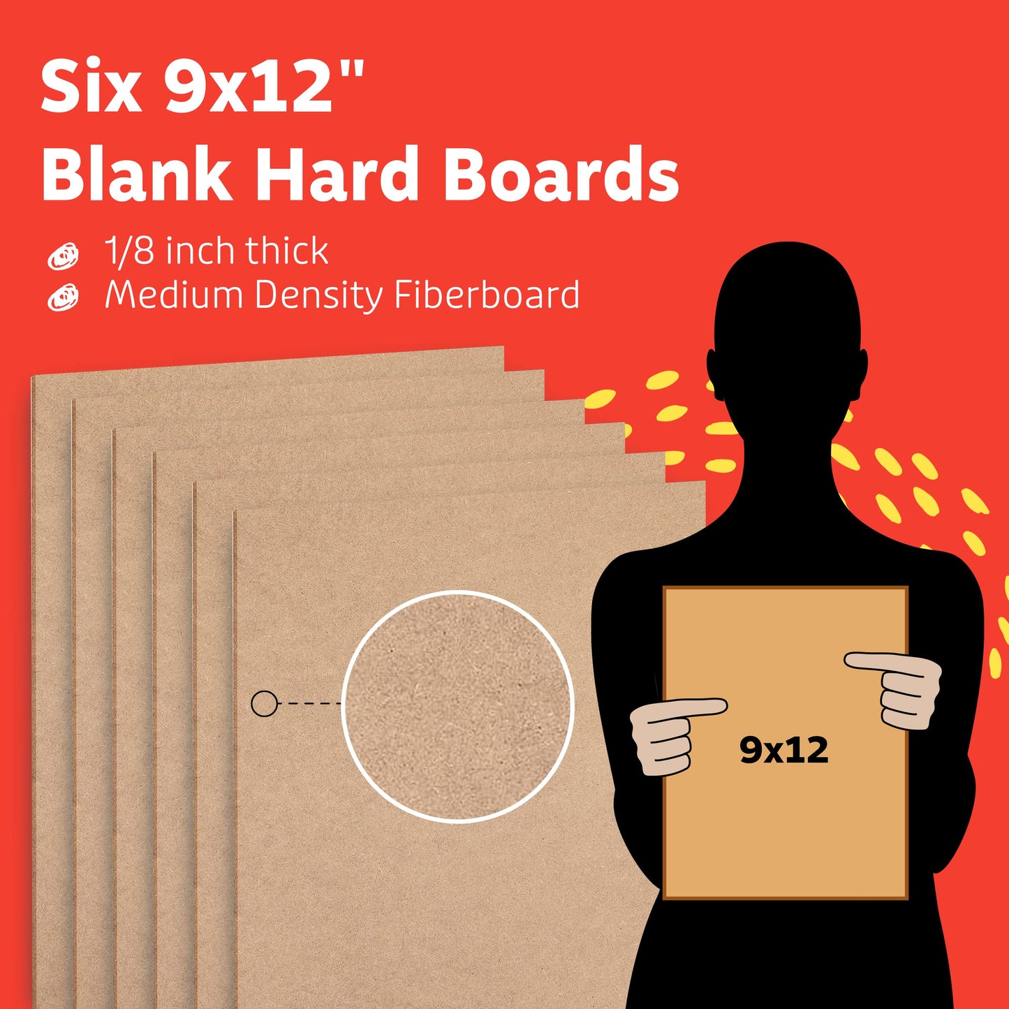 Artlicious - 9x12 Hardboard 6 Pack - Great Alternative to Canvas Panel Boards