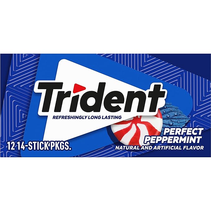 Trident Perfect Peppermint Sugar-Free Chewing Gum, 12 Packs of 14 Pieces (168 Total Pieces)