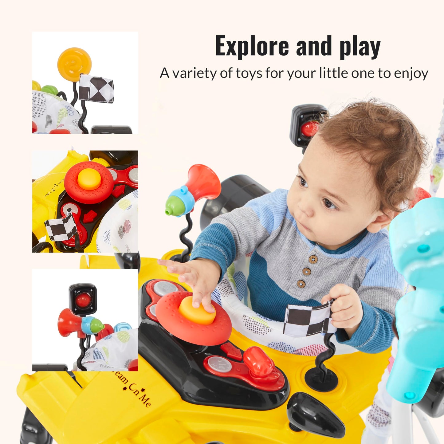 Dream On Me Champ Activity Center and Jumper in Yellow