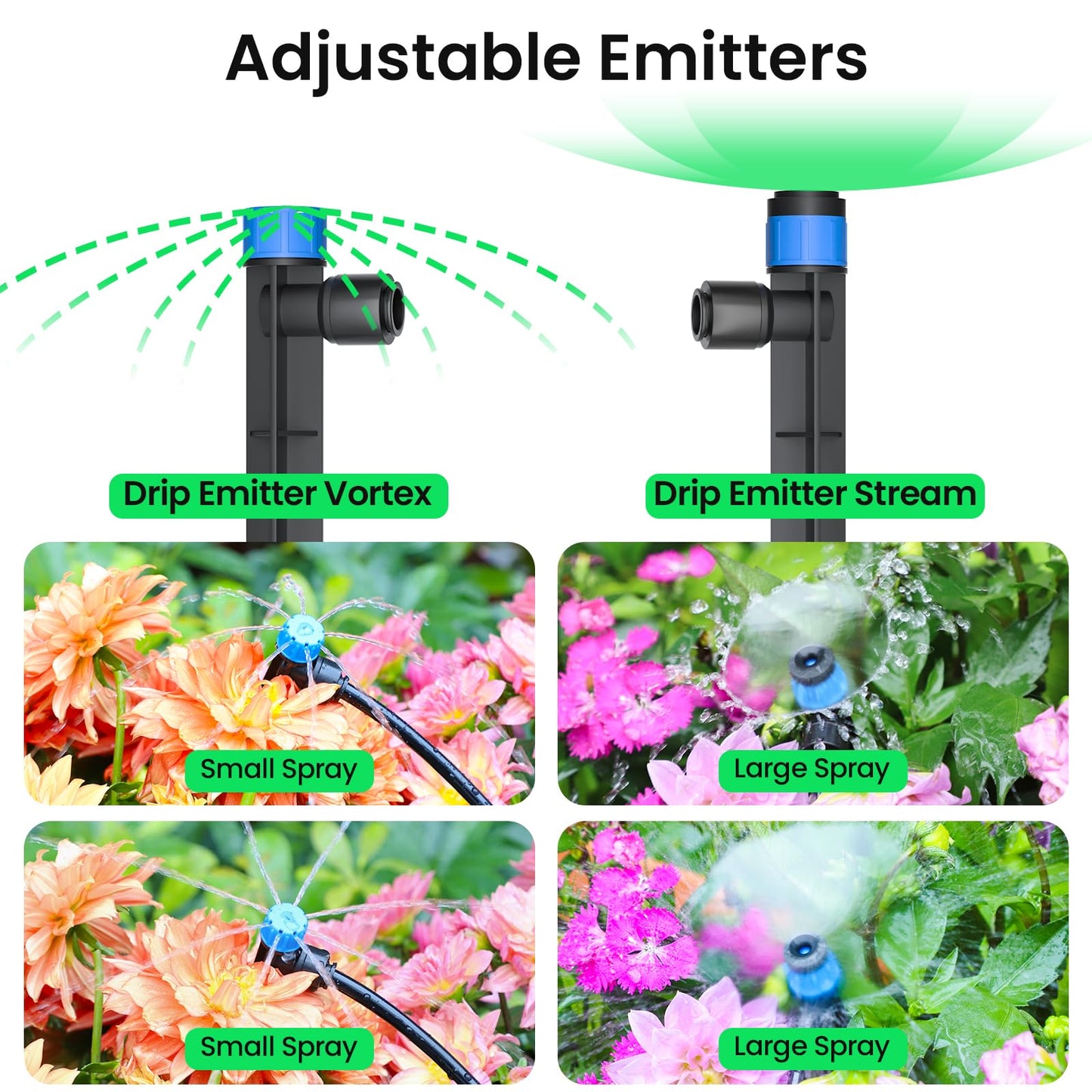 MIXC Drip Irrigation System,Quick Connector Garden Watering System Automatic Sprinkler System Kit for Lawn Raised Bed Greenhouse Plant Watering System (16FT Main Tube+ 79FT 1/4'' Tube)