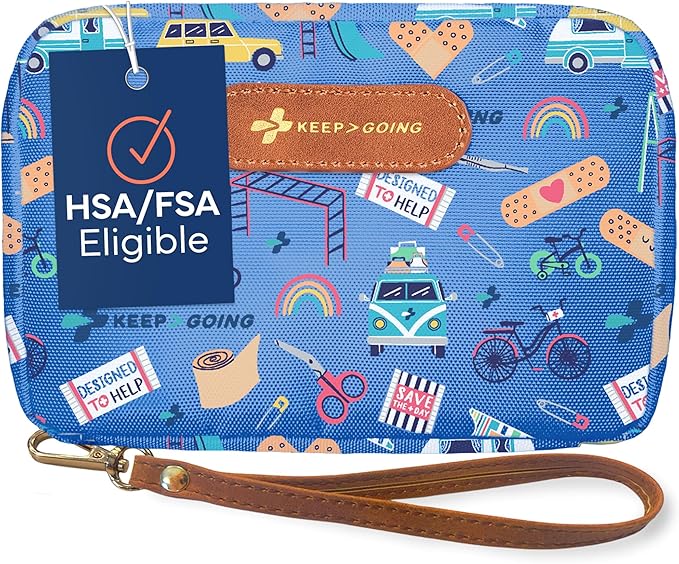 KeepGoing Travel First Aid Kit for Kids – 130 Pc. for Car, Home, Purse, Diaper Bag & Backpack with Latex-Free Bandages - Mini First Aid Kit Travel Size TSA-Approved