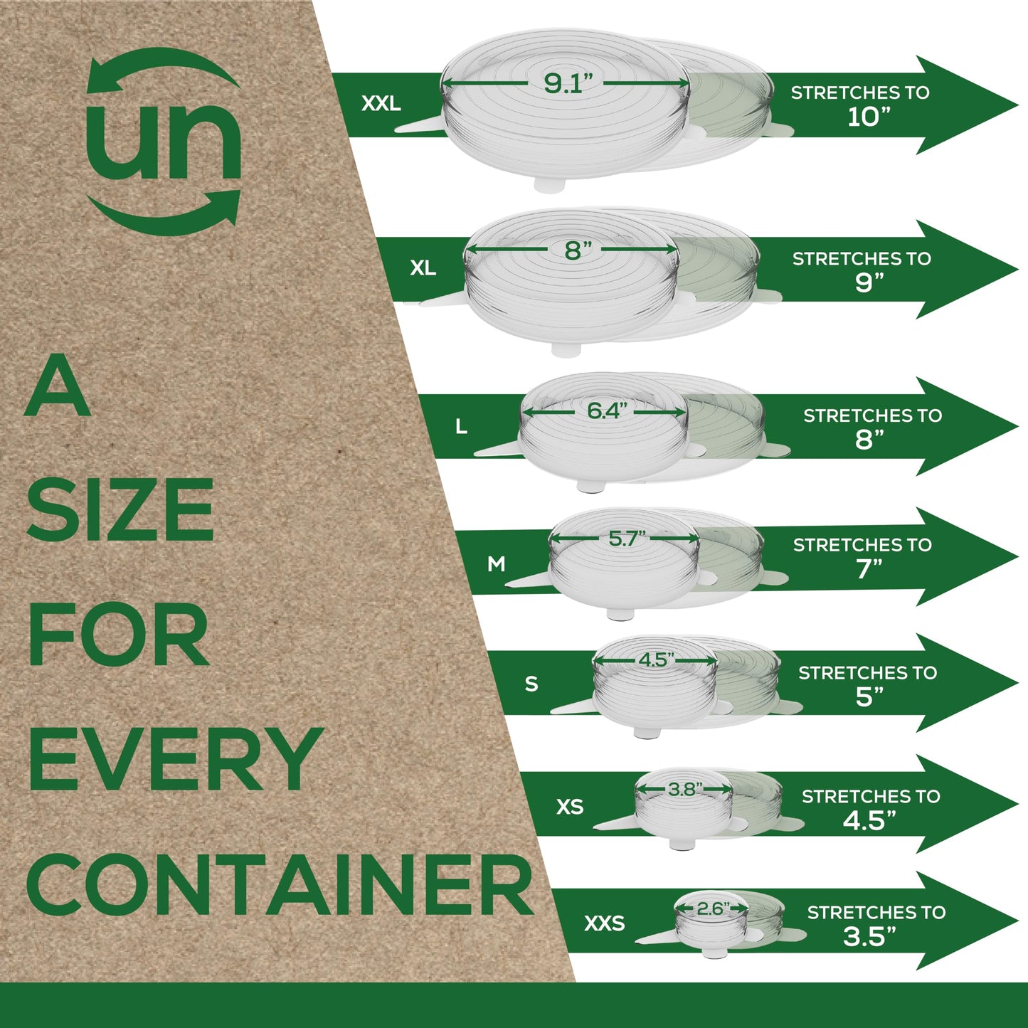 unwasted Reusable Silicone Lids (Variety Pack) – Upgrade Your Kitchen Gadgets with Our Covers for Food Storage – Reusable Silicone Stretch Lids and Food Covers for Containers (Pack of 7)