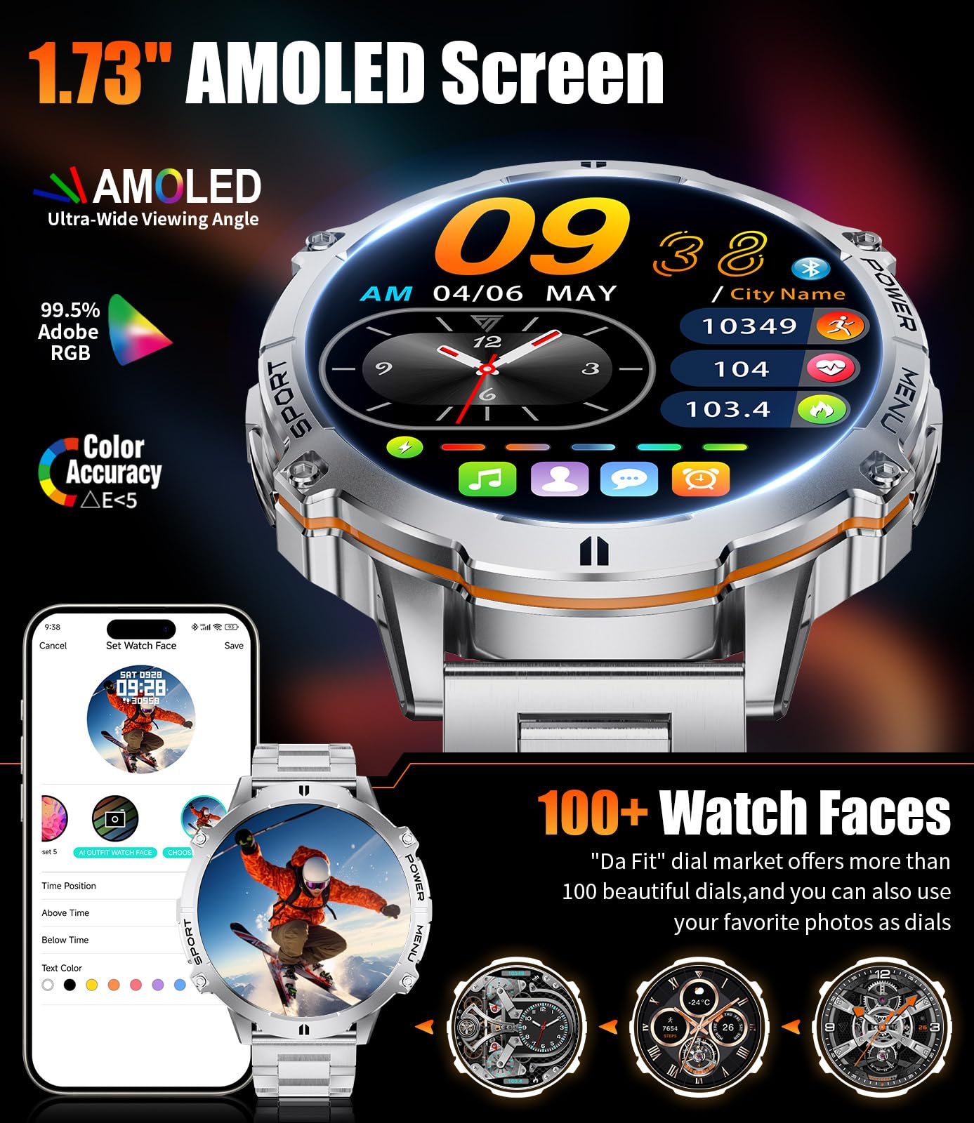 LIGE Smart Watches for Men Answer/Make Calls,1.75" Display Fitness Tracker with Compass Altitude and Barometric Pressure 900mAh Sleep Monitor 110+Sport Modes for Android iOS Smartwatch(Silver)
