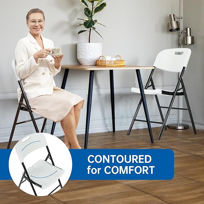 90 Pack Thicker 800 LBS White Folding Chairs, Commercial Grade Folding Chair, Foldable Chairs for Events