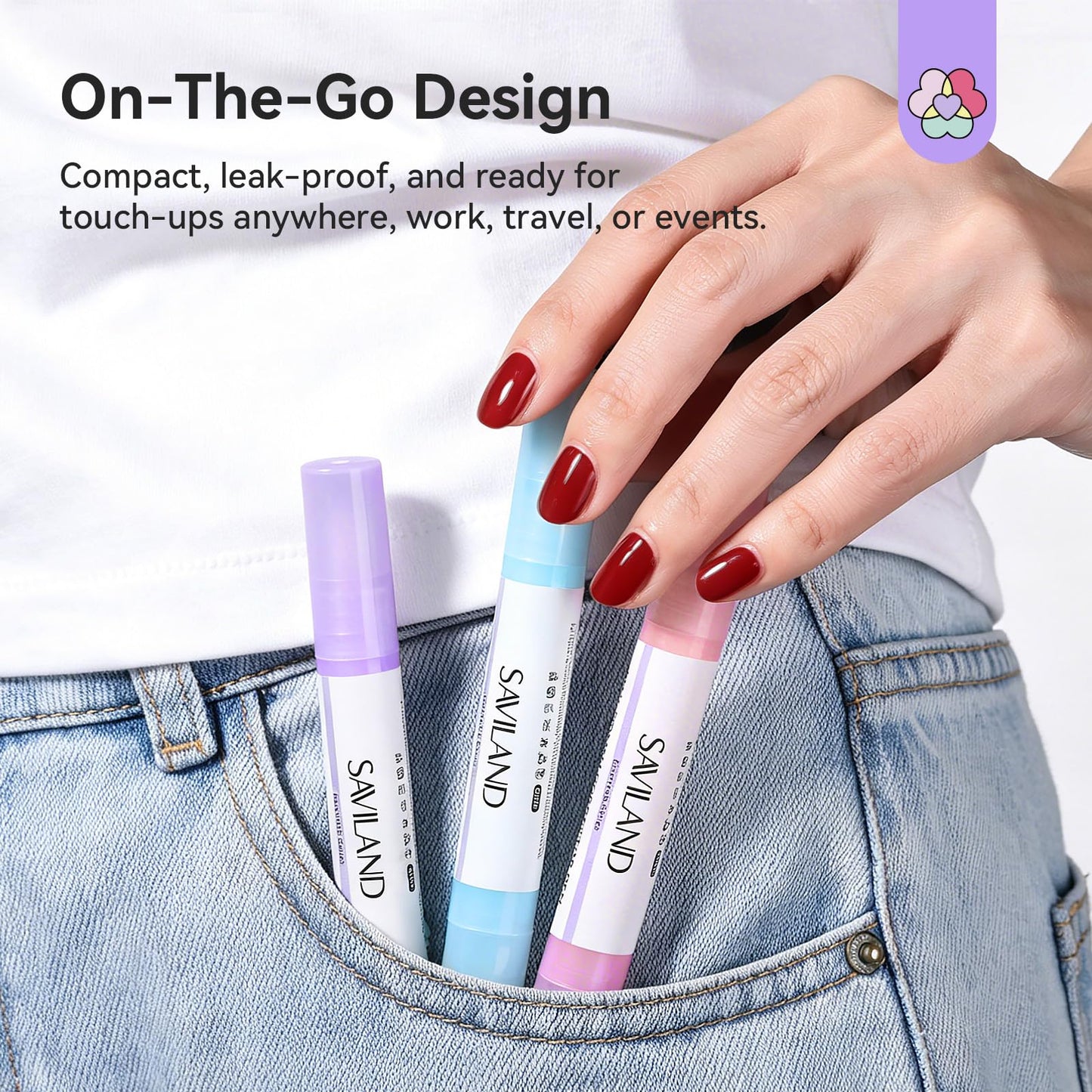SAVILAND Ultra-Precise Nail Polish Remover Pen: 3 PCS Refillable Nail Polish Corrector Pen 9 Replacement Tips Acetone-Free Nail Edge Cleaning Pen Gentle Non-Drying Nail Polish Tools Home DIY 0.5 Fl.oz