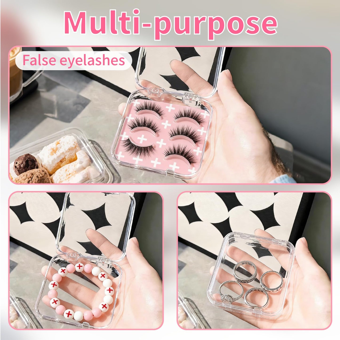 VYNFLICK Press On Nail Packaging - 14pcs Acrylic Press On Nail Organizer Box with 30 Adhesive Tabs, for Fake supplies Storage Case Display Salon Home Storage