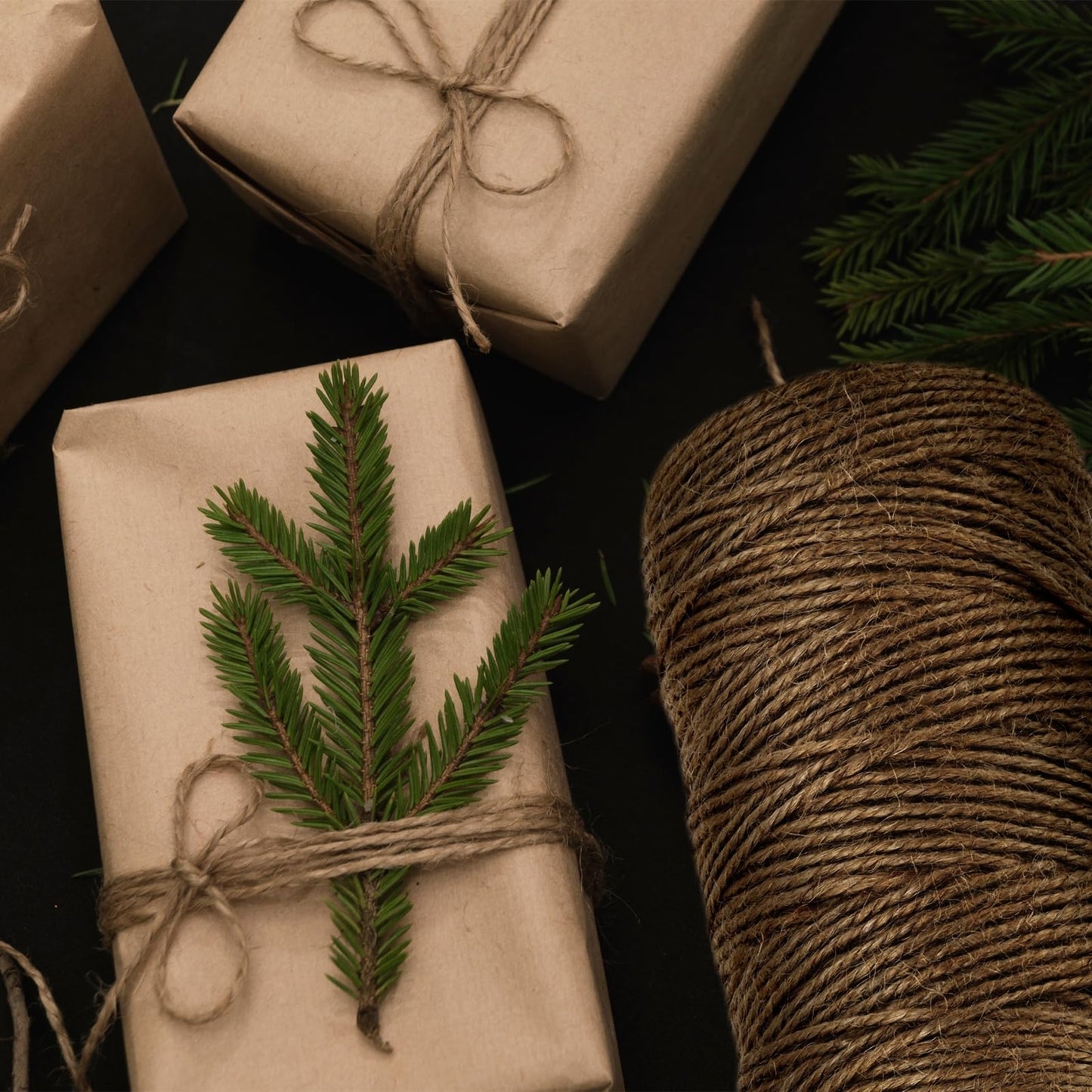 MECCANIXITY Natural Jute Twine String 328ft x 3mm Long Strong Twine Rope for Arts Crafts Ribbon Gift Wrapping Packing Christmas Wedding, Dark Blue