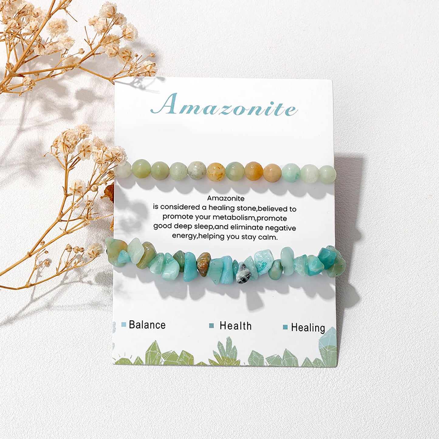 2Pcs Amazonite Bracelet for Women Dainty Handmade Adjustable Amazonite Beaded Bracelet Gemstone Bracelets Healing Crystal Bracelet Amazonite Jewelry for Women Men