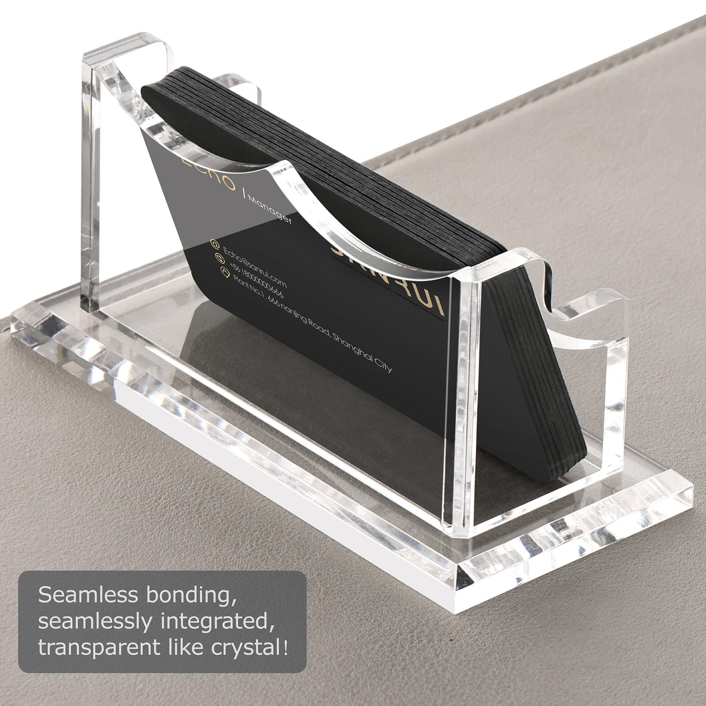 SANRUI Acrylic Business Card Holder for Desk,Clear Horizontal Name Card Stand for Women and Men, Desktop Organizer Display for Office Home Exhibition - 2 Pack 120 Card Capacity