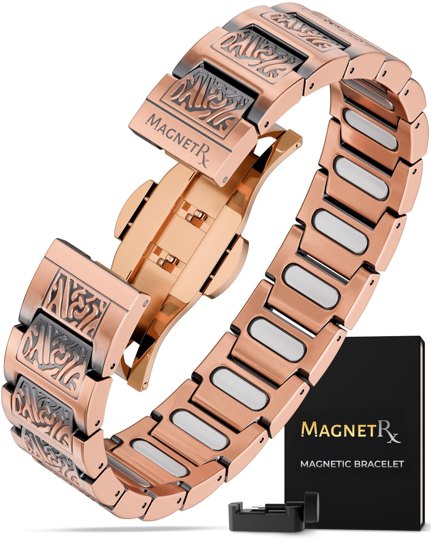 MagnetRX Copper Viking Bracelet for Men EllipseMAX 5X Strength 5,000 Gauss Magnets - Premium Adjustable Mens Copper Bracelet with Magnets (Viking Style)