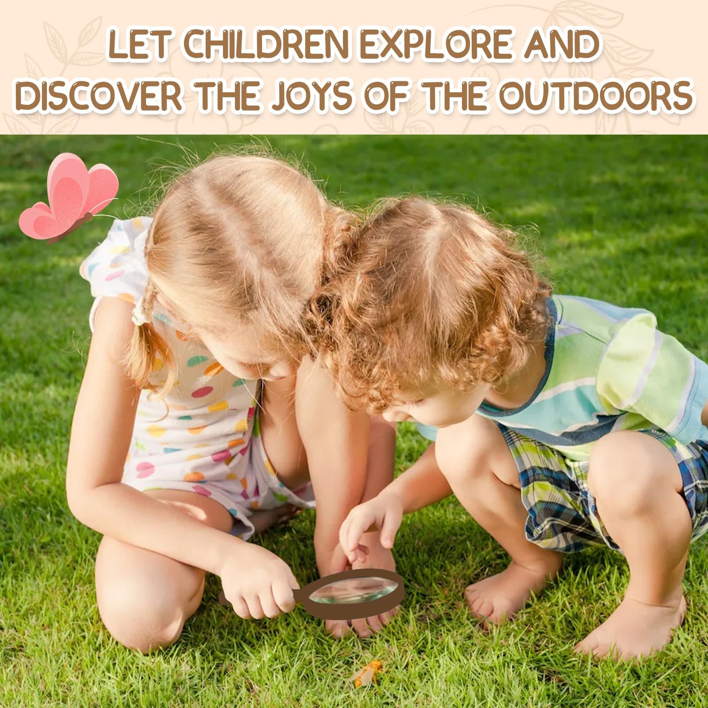 Bug Catcher for Kids Explorer Kit Kids Bug Catching Kit, Bug Catcher Kit for Kid with Binoculars, Magnifying Glass, Butterfly Kit for Aged 3+ (Brown)
