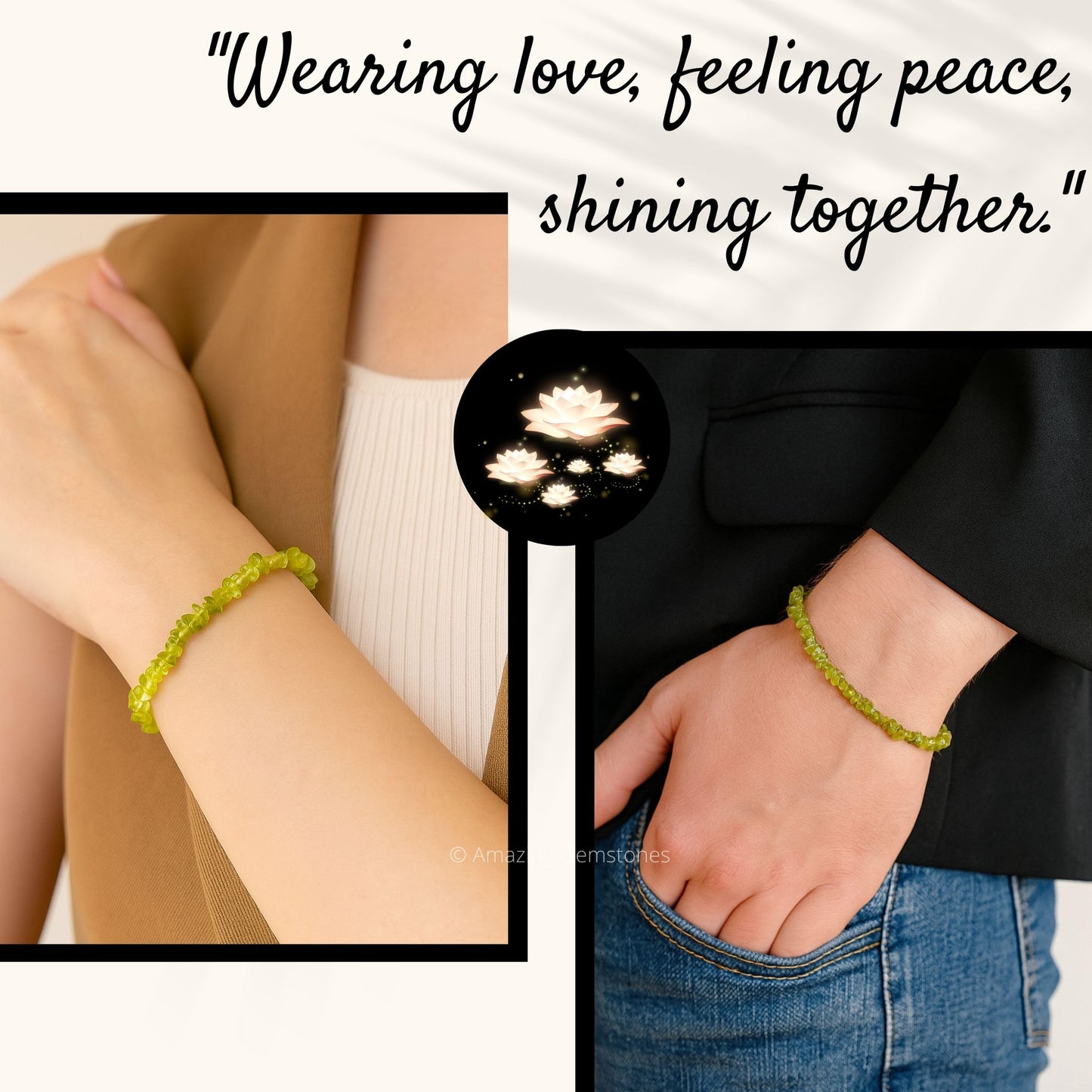 Amazing Gemstone Chips Bracelet (Peridot)