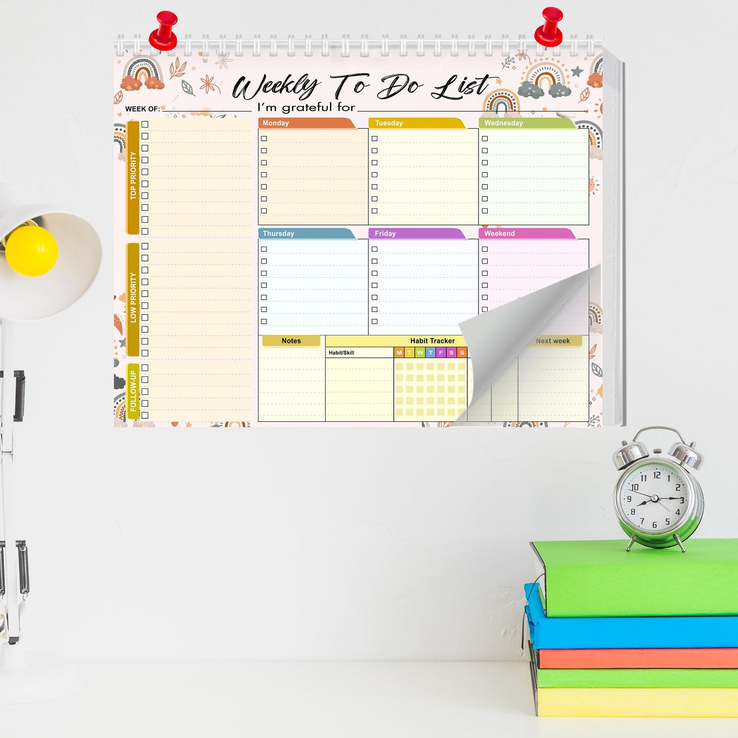 Weekly Planning To-Do-List Pad, 52 Undated Sheets for Daily To-Do Lists, Habit Tracking, Academic Scheduling, and Productivity Goals - Perfect for Work, Home, and Office Organization 8.5x11 inches