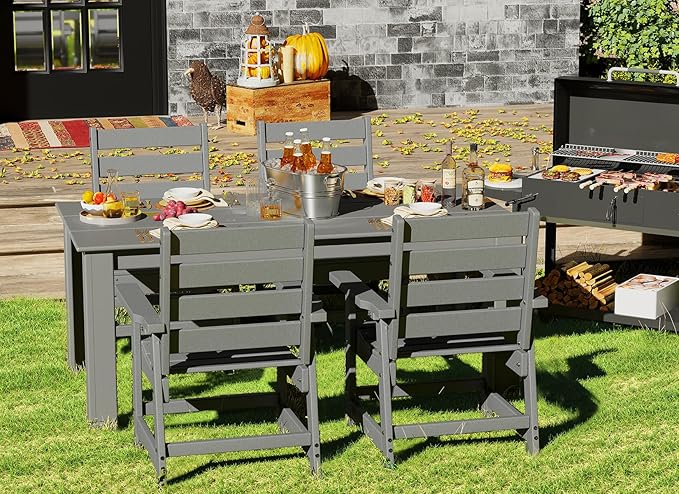 GREENVINES Outdoor Dining Chair | HDPE | Patio Chairs | All-Weather | Grey