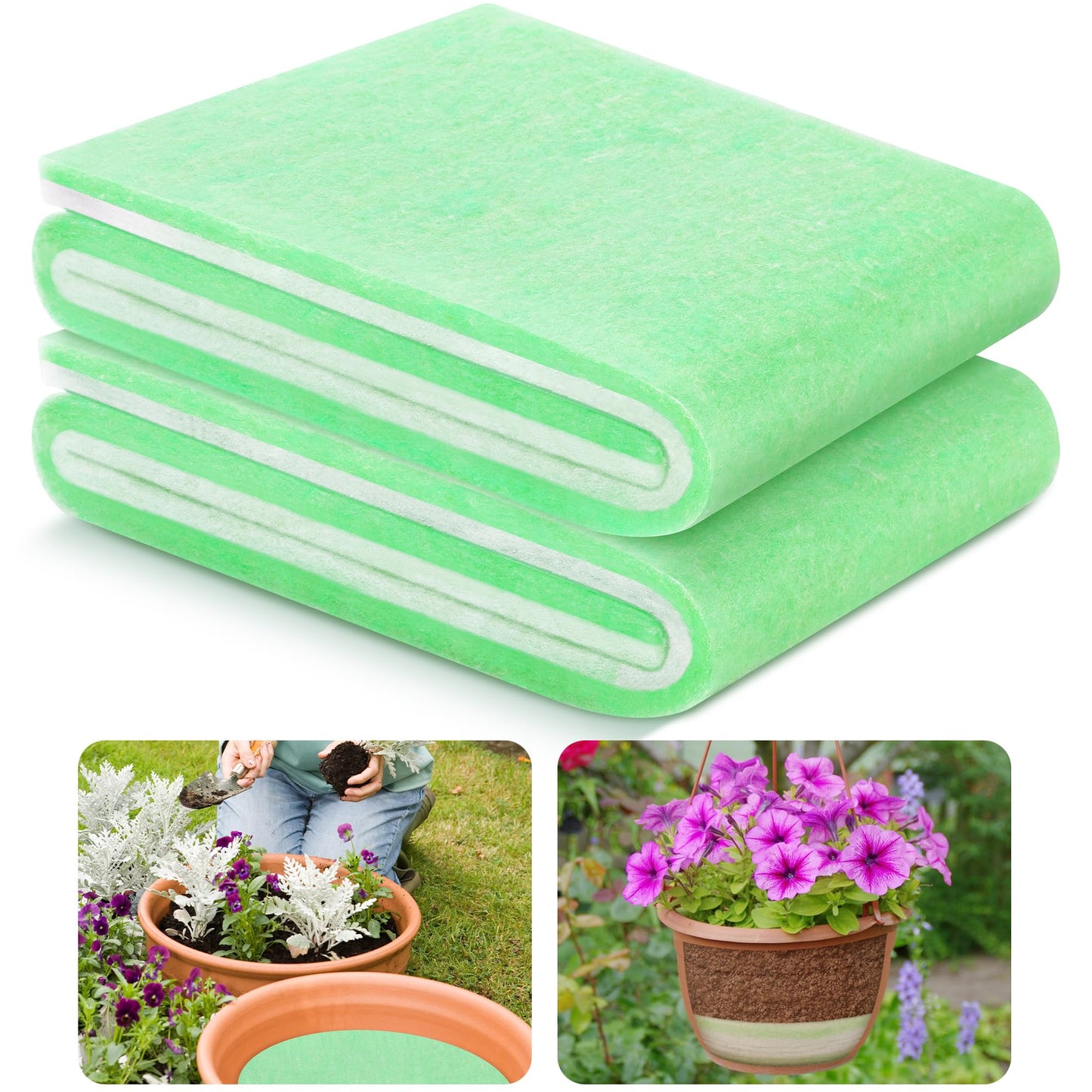 Adnee 2 Pack Flower Pot Filler Insert, 47.2" x 11.8" Soil Saver for Tall Planters, Lightweight Drainage Material & Plant Riser for Large Pots, Prevent Root Rot & Reduce Pot Weight - Cut to Fit