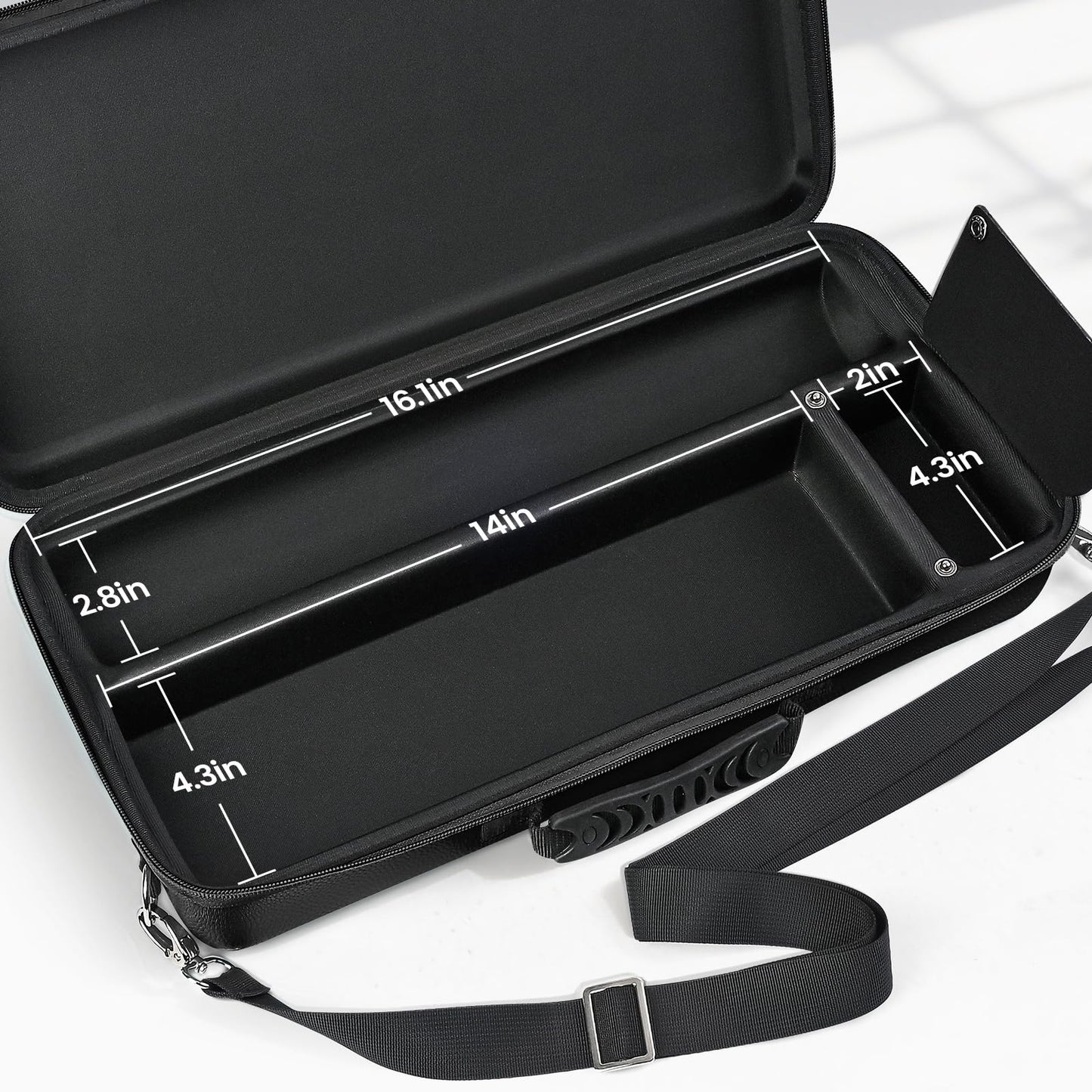 Playmat & Deck Box Carrying Case – For TCG/CCG/MTG Gamemat with 4 Deck Boxes, 3 Compartments for Playmat, Deck Box and Dice, with Adjustable Shoulder Strap, Handle, Fits 14",15”,16" Playmats Black
