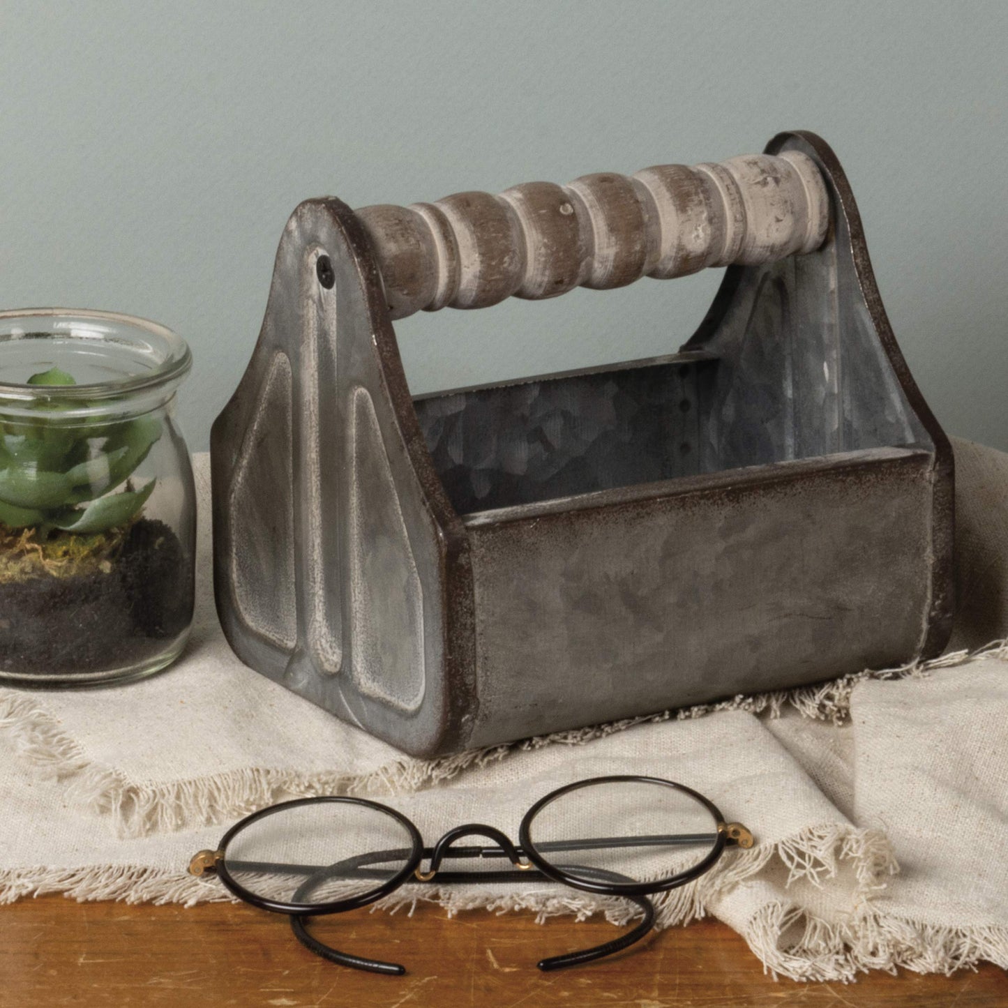 Primitives by Kathy Spindle Handle Tray, Small, Distressed Metal