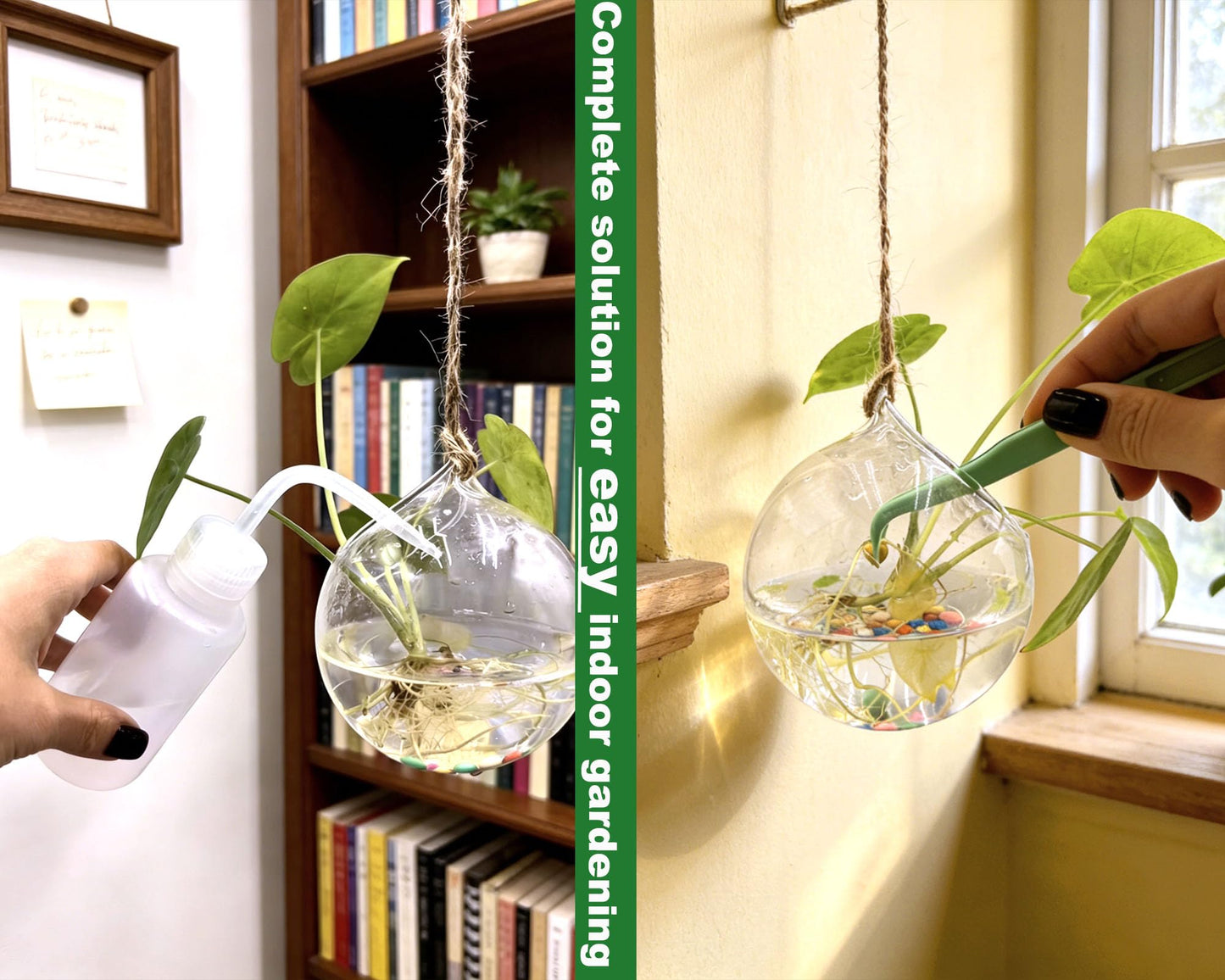 3 Pack Hanging Propagation Stations with Care Tool Kit (Squeeze Bottle & Tweezers Included), Glass Wall Planters for Indoor Plants, Hydroponic Terrarium Vases, Plant Lover Gifts for Women, Home Decor