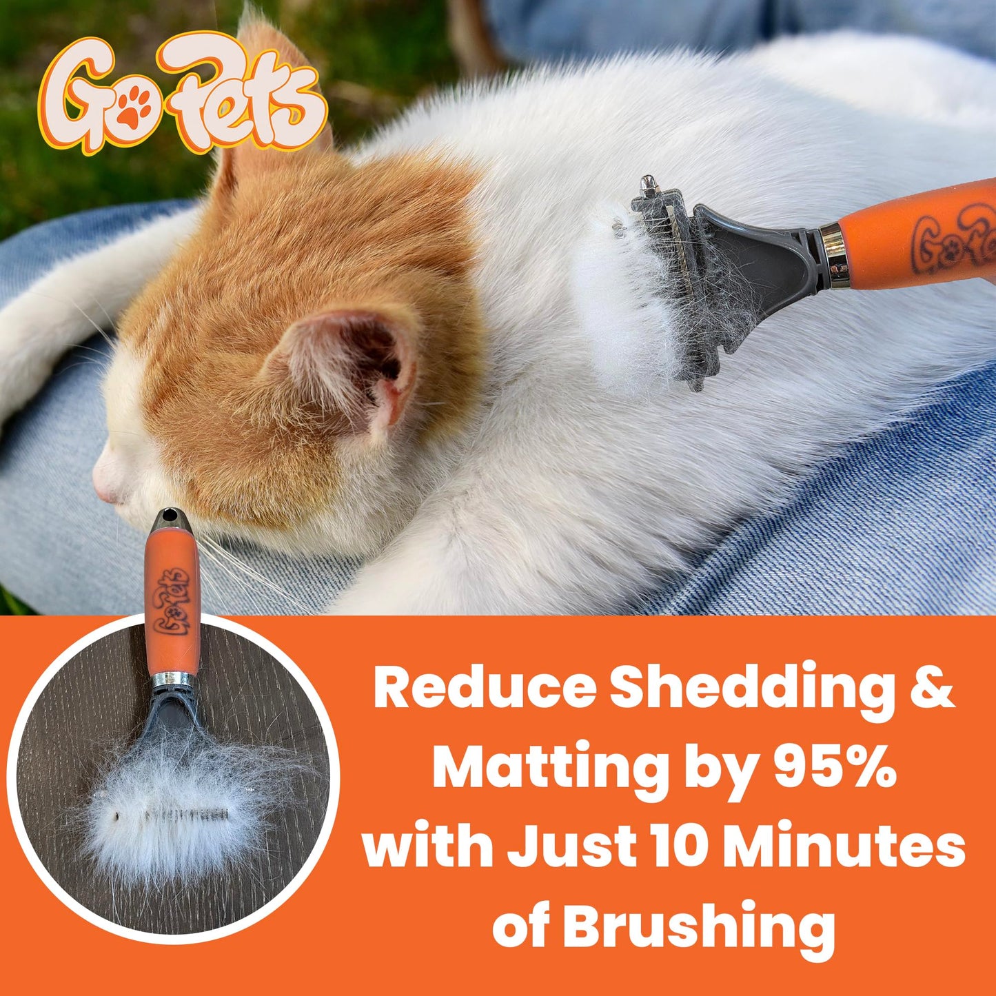 GoPets Pet Grooming Kit Bundle With 2 Sided Dematting Comb and Deshedding Rake + Double Sided Pin Brush and Bristle Brush for Dogs and Cats