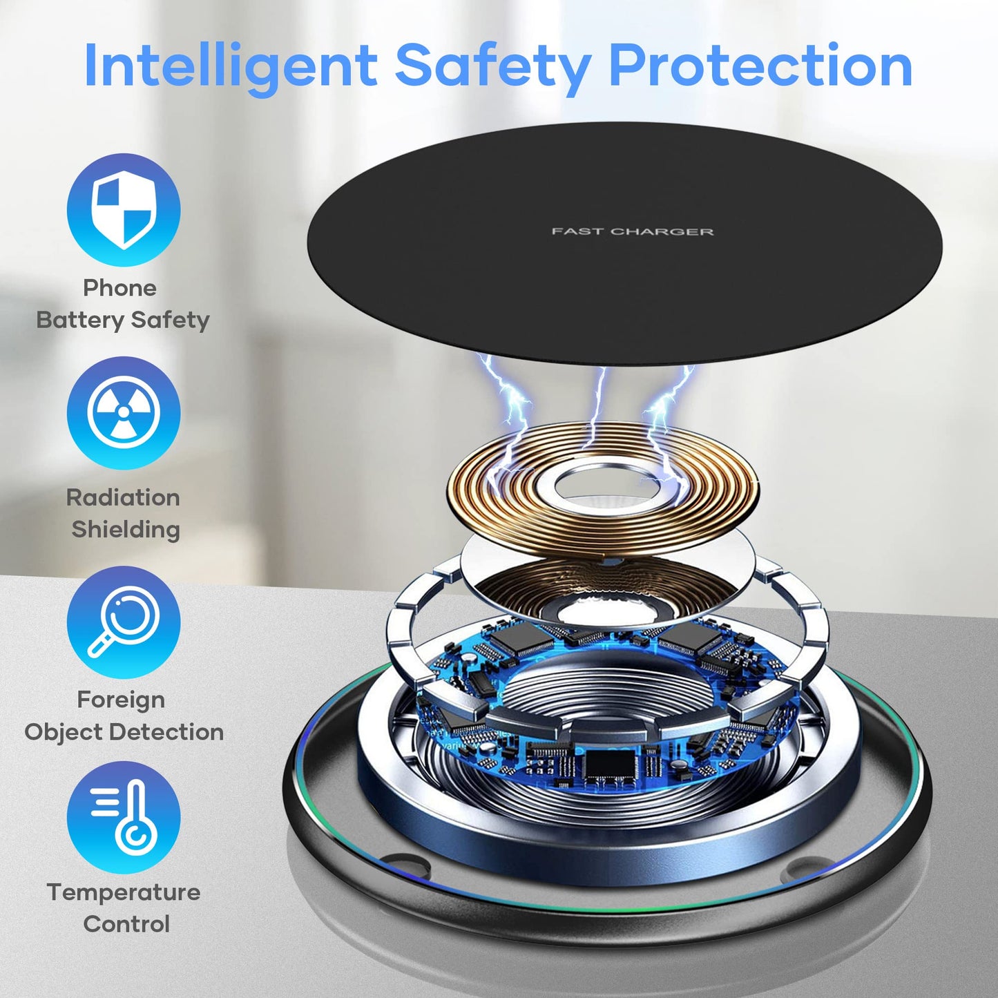 Wireless Charger, Wireless Charging Pad Compatible with iPhone 16 15 14 13 12 11 Pro Max, 15W Max Fast Wireless Charging Pad Mat for Samsung Galaxy S23/S22/S21/S20/S10, AirPods Pro/3/2, 2 Pack