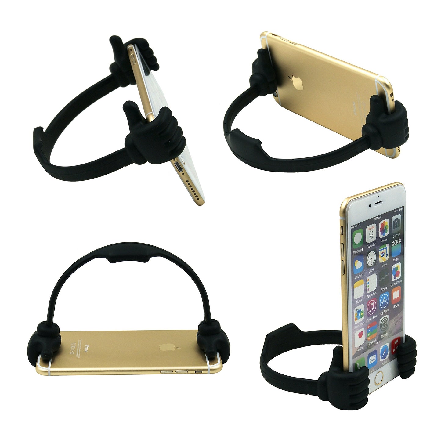 Honsky Cell Phone Tablet Stands (Pack of 5) Thumbs-up Cellphone Holder, Tablet Display Stand, Mobile Smartphone Mount Cradle for Desk Desktop - Universal, Multi-Angle, Cute, Black