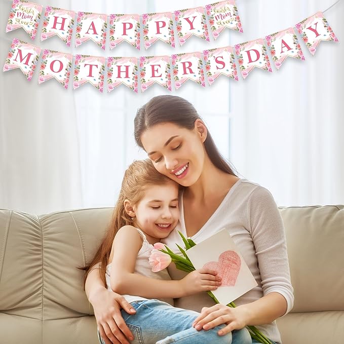 Pink Happy Mother’s Day Banner Kit, 17 Pieces