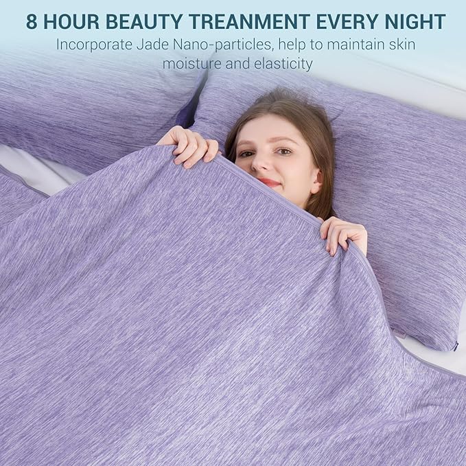 Elegear Revolutionary Cooling Blanket Throw Absorbs Heat to Keep Body Cool for Night Sweats, Arc-Chill 3.0 Cool Fiber Q-Max>0.5 for Hot Sleepers, Lightweight Summer Cold Blankets for Sleeping, Purple