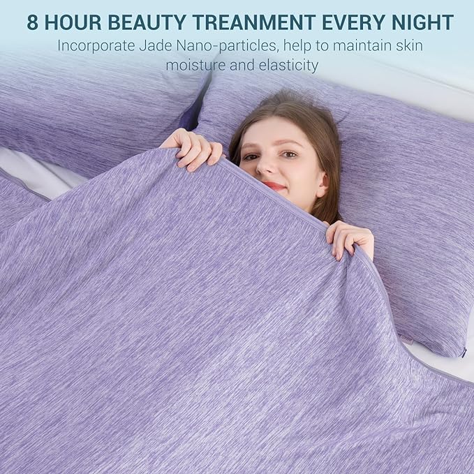 Elegear Revolutionary Cooling Blanket Queen Absorbs Heat to Keep Body Cool for Night Sweats, Arc-Chill 3.0 Cool Fiber Q-Max>0.5 for Hot Sleepers, Lightweight Summer Cold Blankets for Sleeping, Purple
