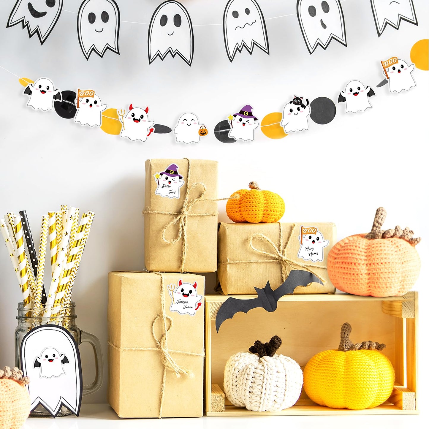 24 Pads Halloween Sticky Notes, Cute Boo Ghost Post It Notes 6 Designs, Halloween Memo Notepads for School Office Students Teachers Gift Supplies
